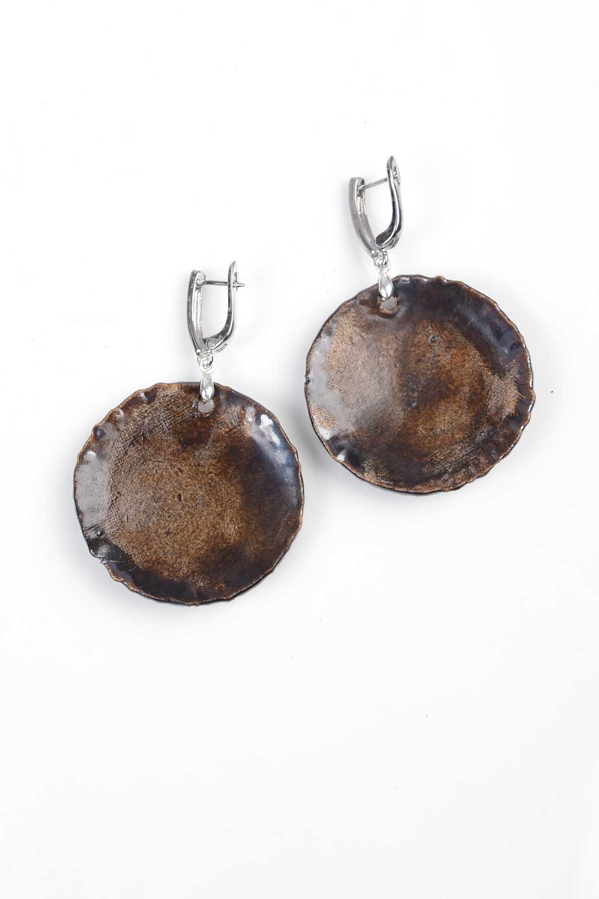 Apvalūs dideli marmuro rašto auskarai