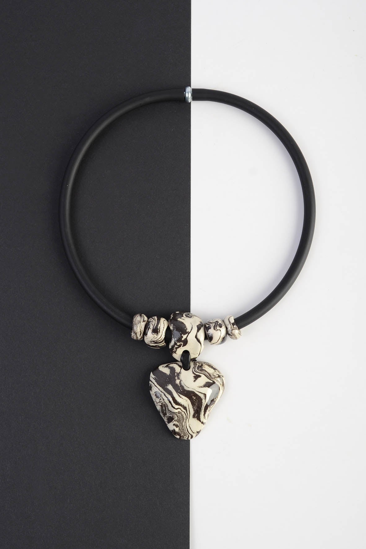 Asymmetrical Necklace For Women Marble Decor 
