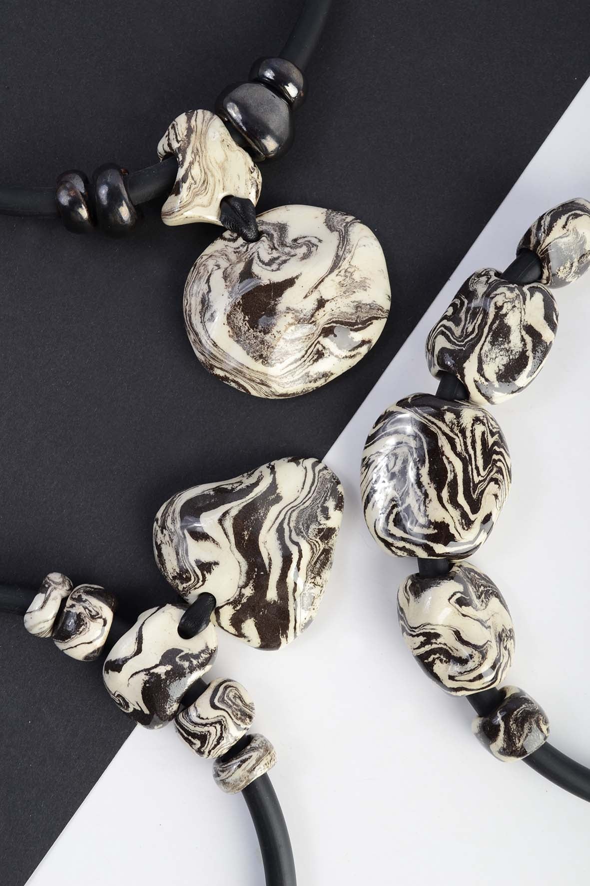 Asymmetrical Necklace For Women Marble Decor 