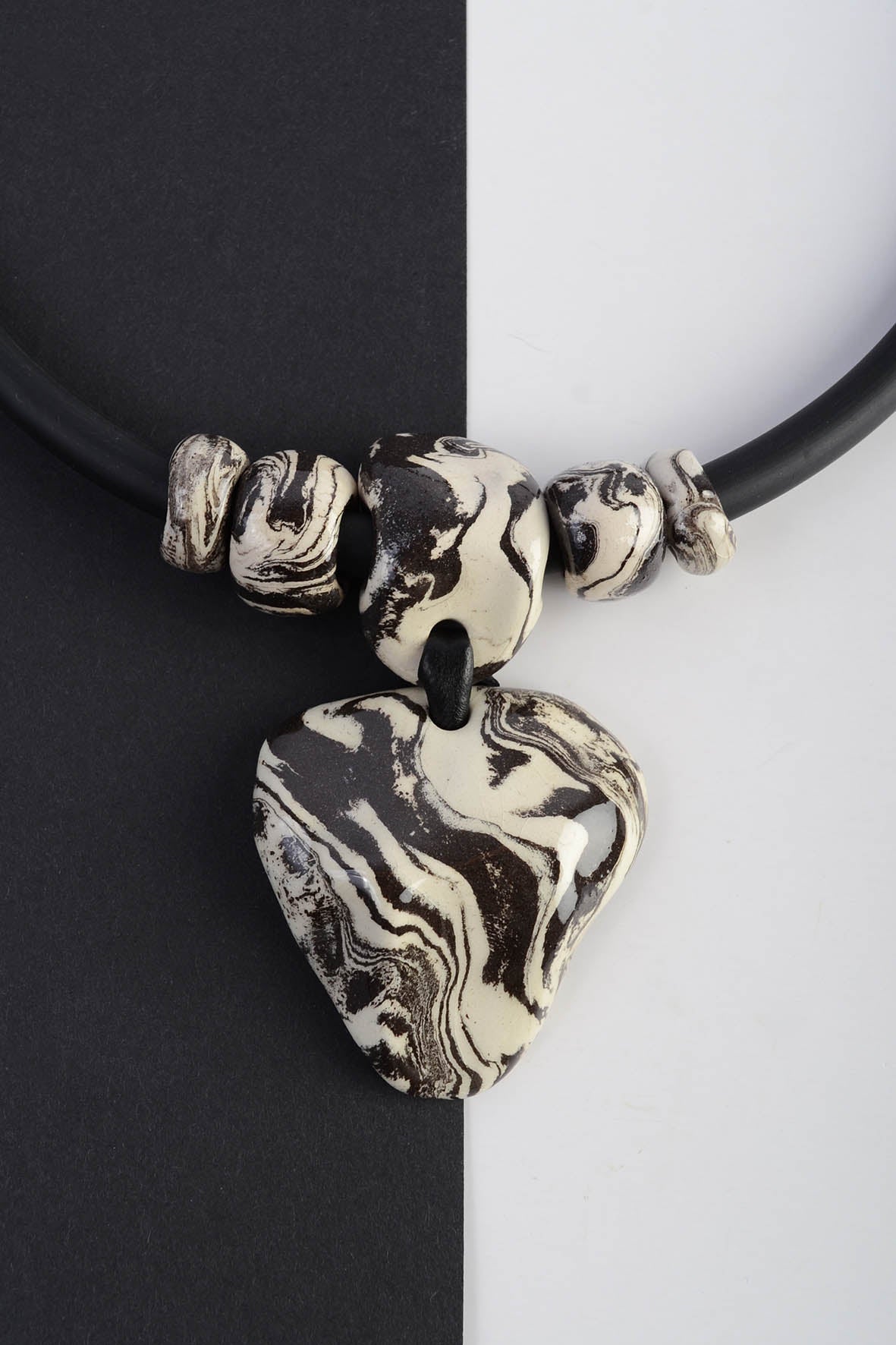 Asymmetrical Necklace For Women Marble Decor 