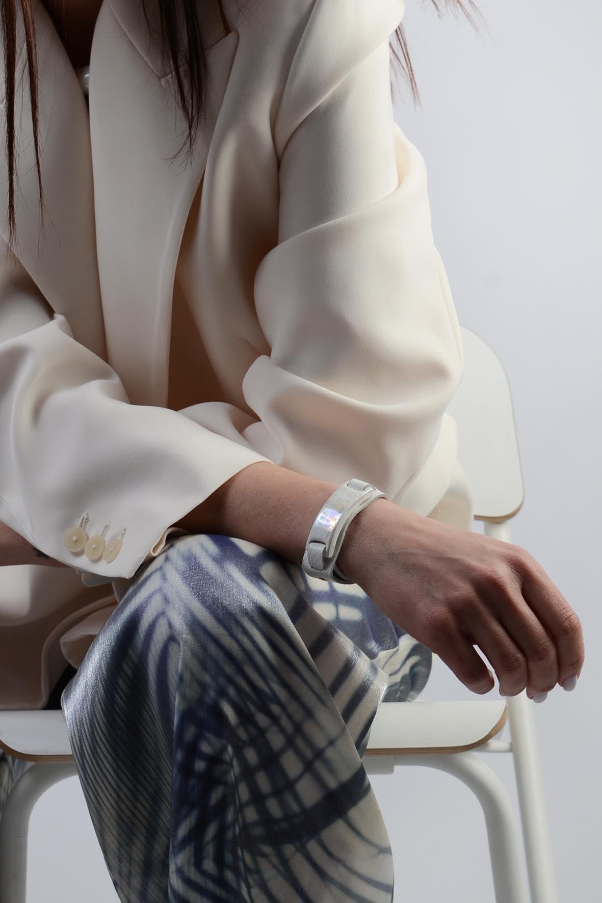 White Thin Genuine Leather Bracelet