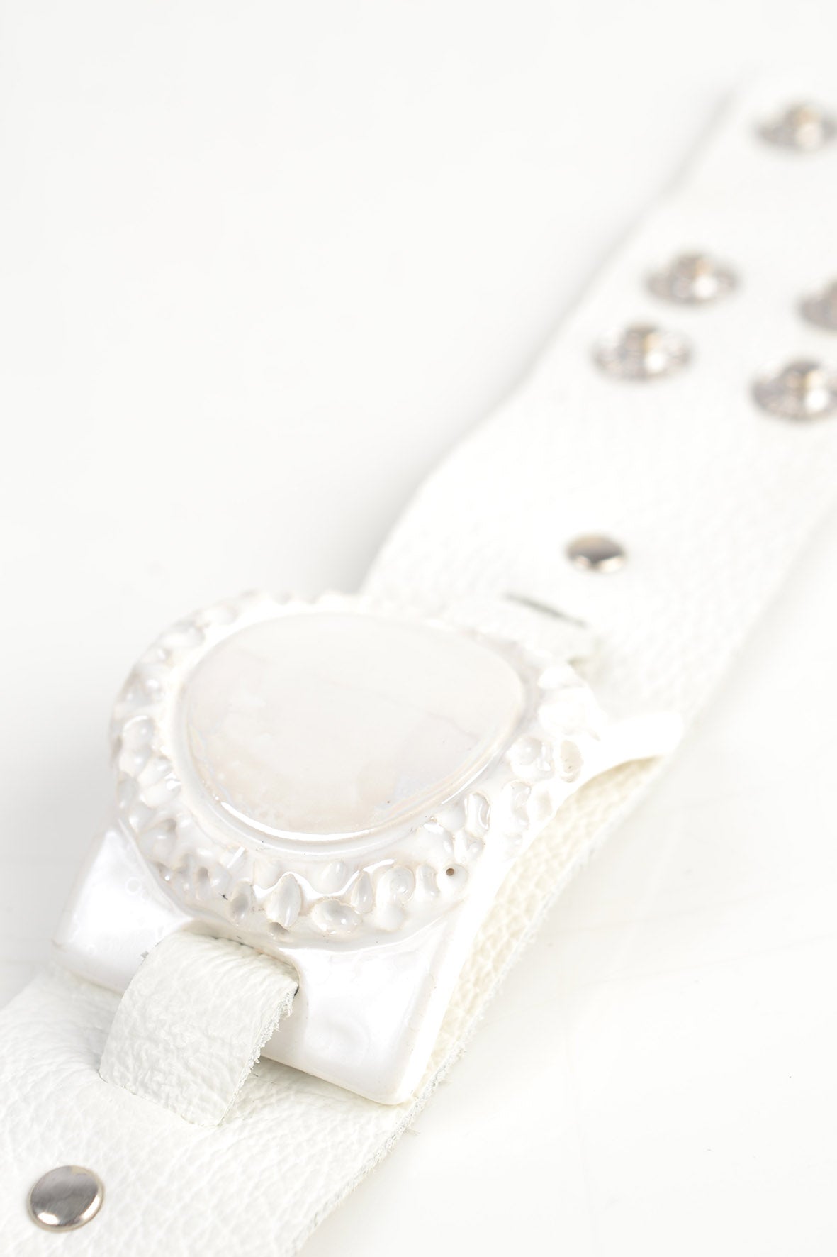 White Genuine Leather Bracelet for Women