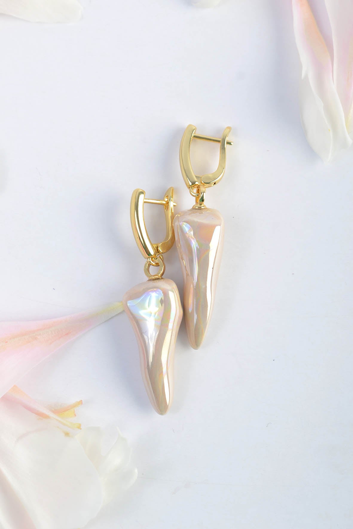 Beige Mismatched Earrings