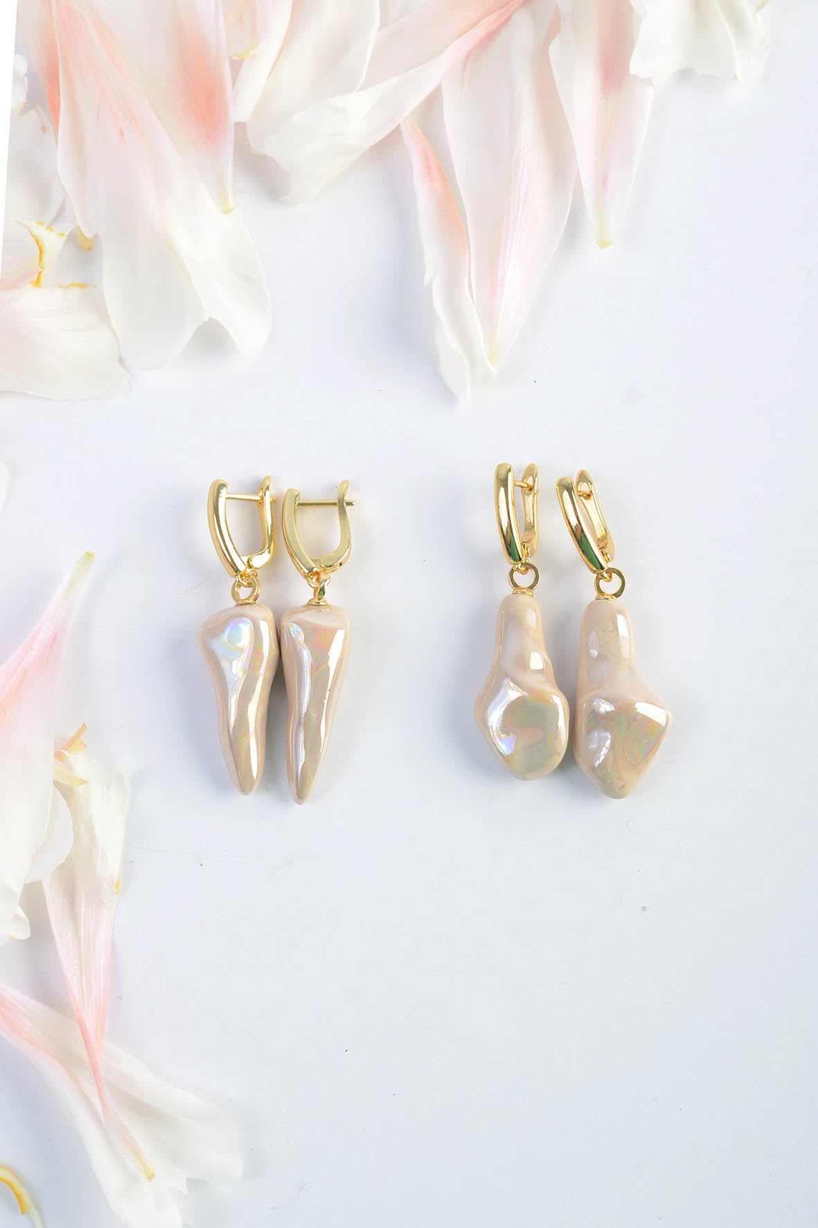 Beige Mismatched Earrings