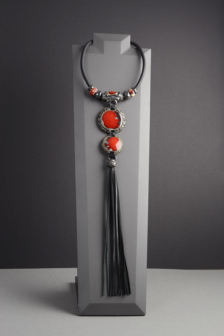 Big Red Necklace for Elegant Outfit
