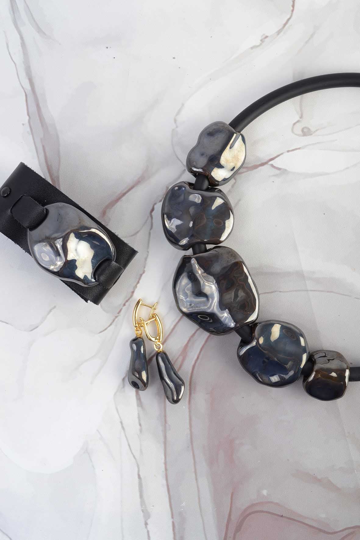 Black Ceramic Stone Necklace
