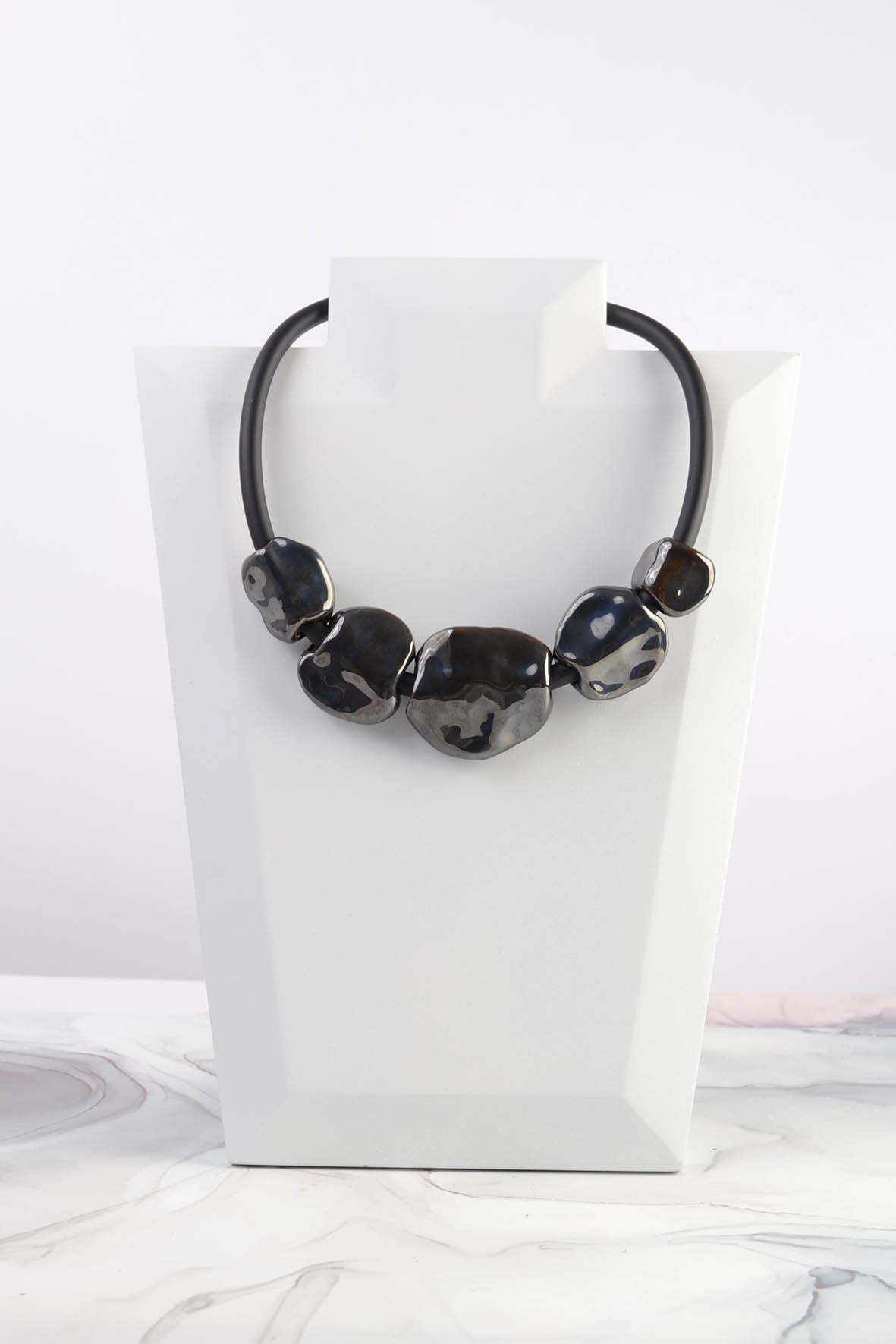 Black Ceramic Stone Necklace