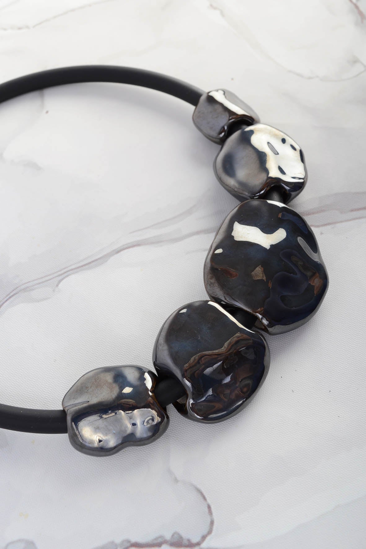 Black Ceramic Stone Necklace