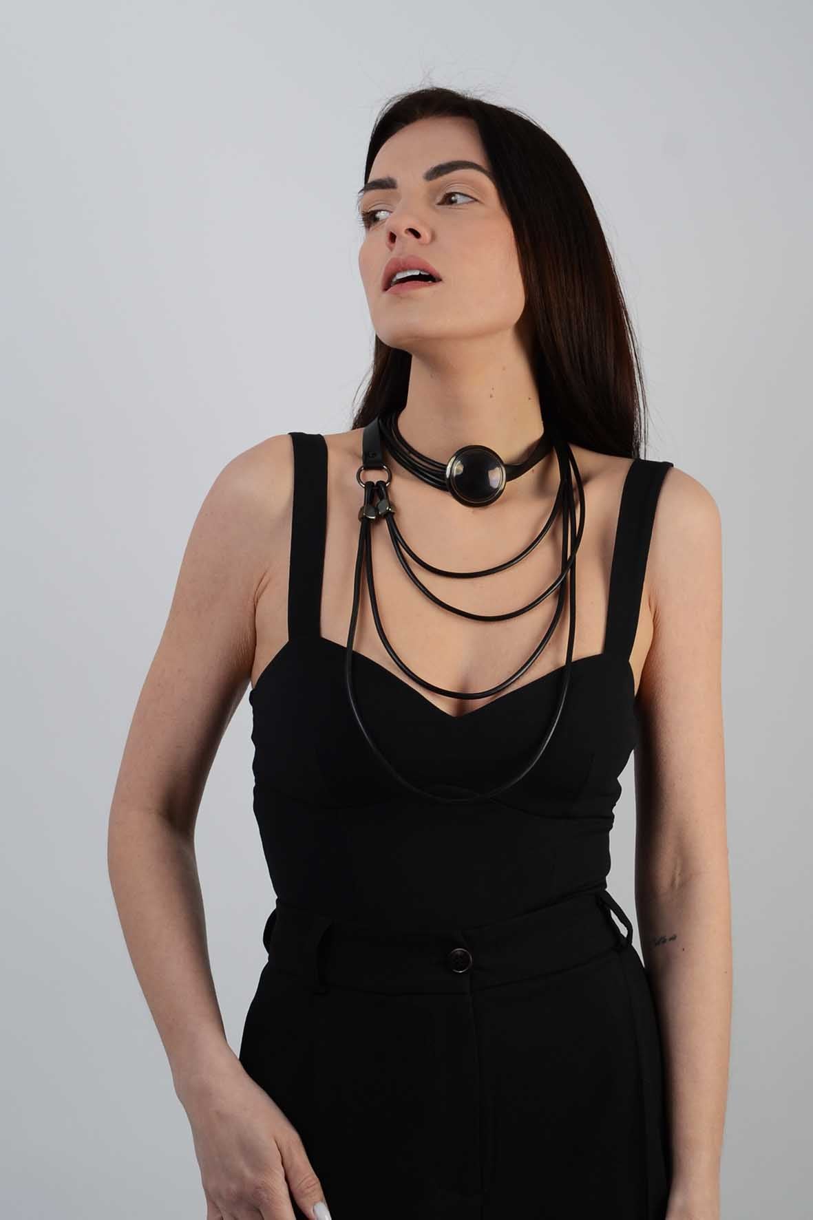 Black Crossbody Necklace