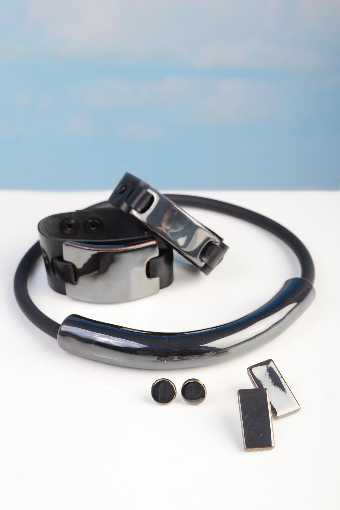 Black Minimalistic Bracelet Ceramic