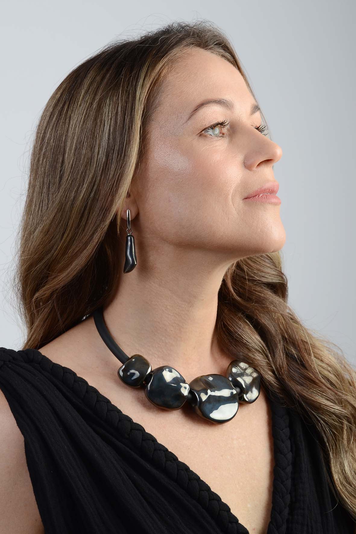 Black Organic Shape Earrings