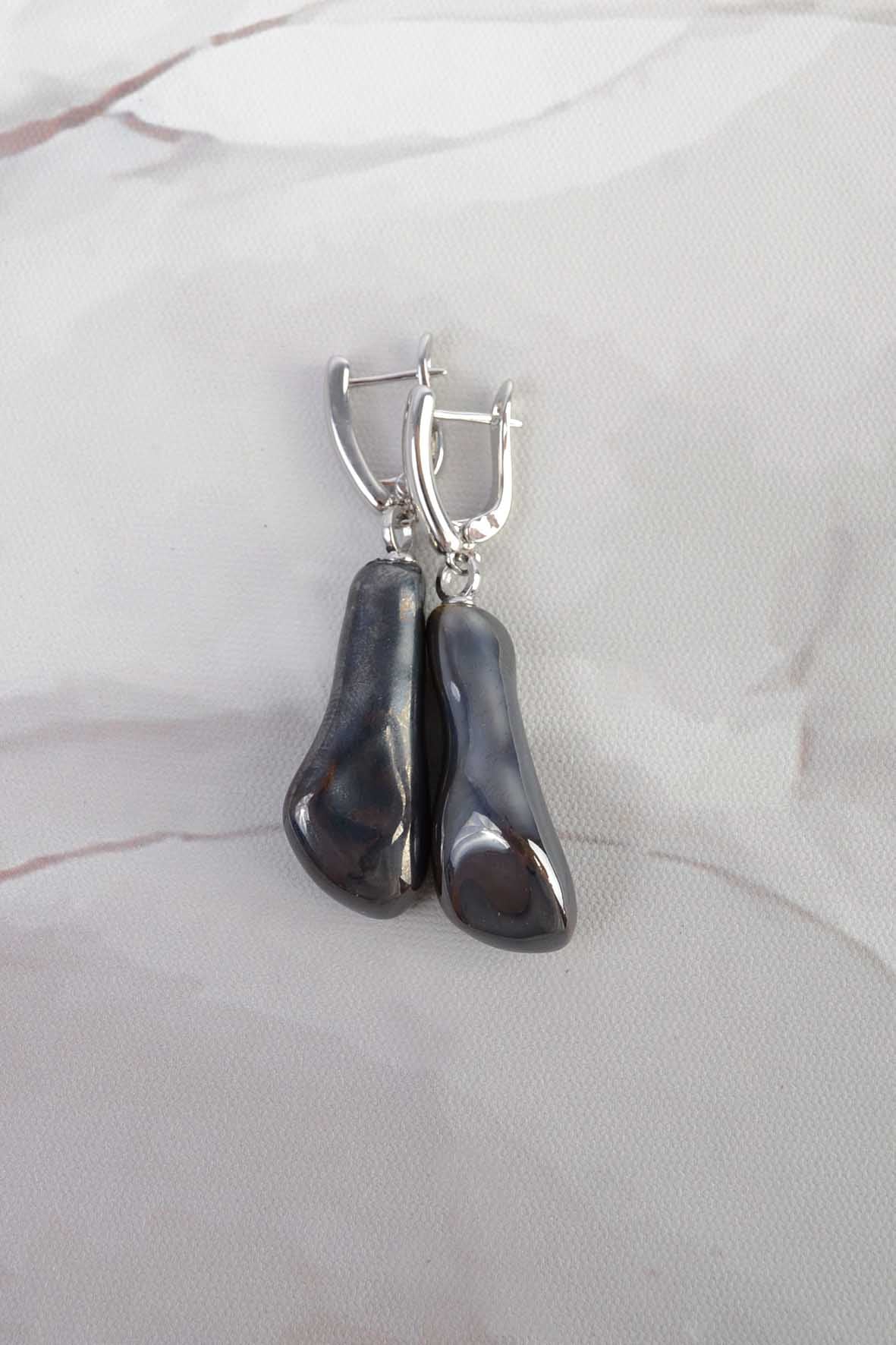 Black Organic Shape Earrings