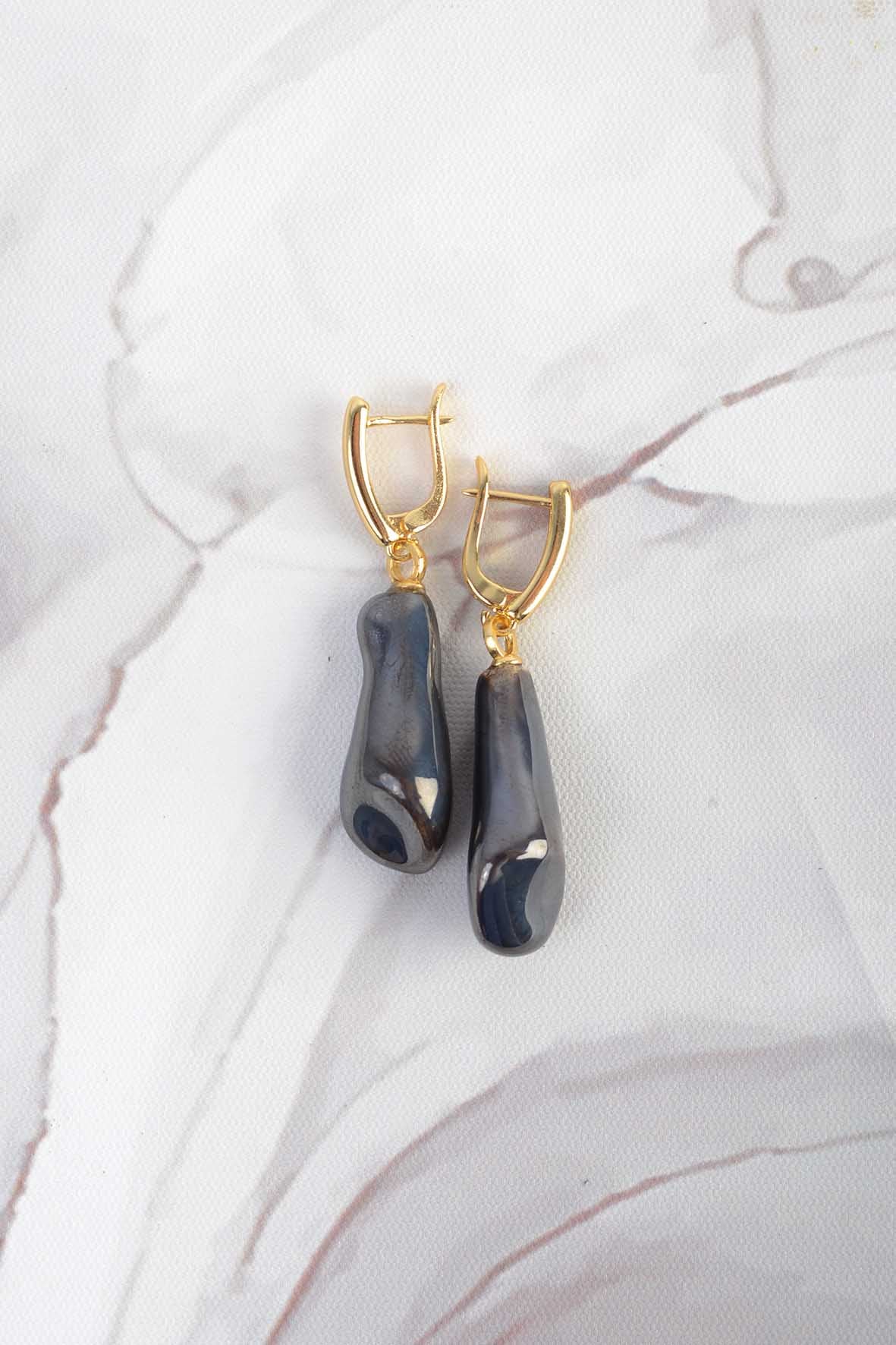 Black Organic Shape Earrings