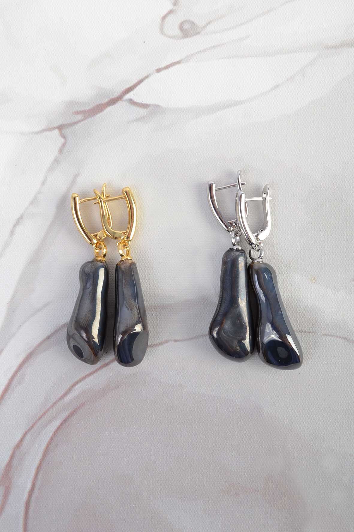 Black Organic Shape Earrings