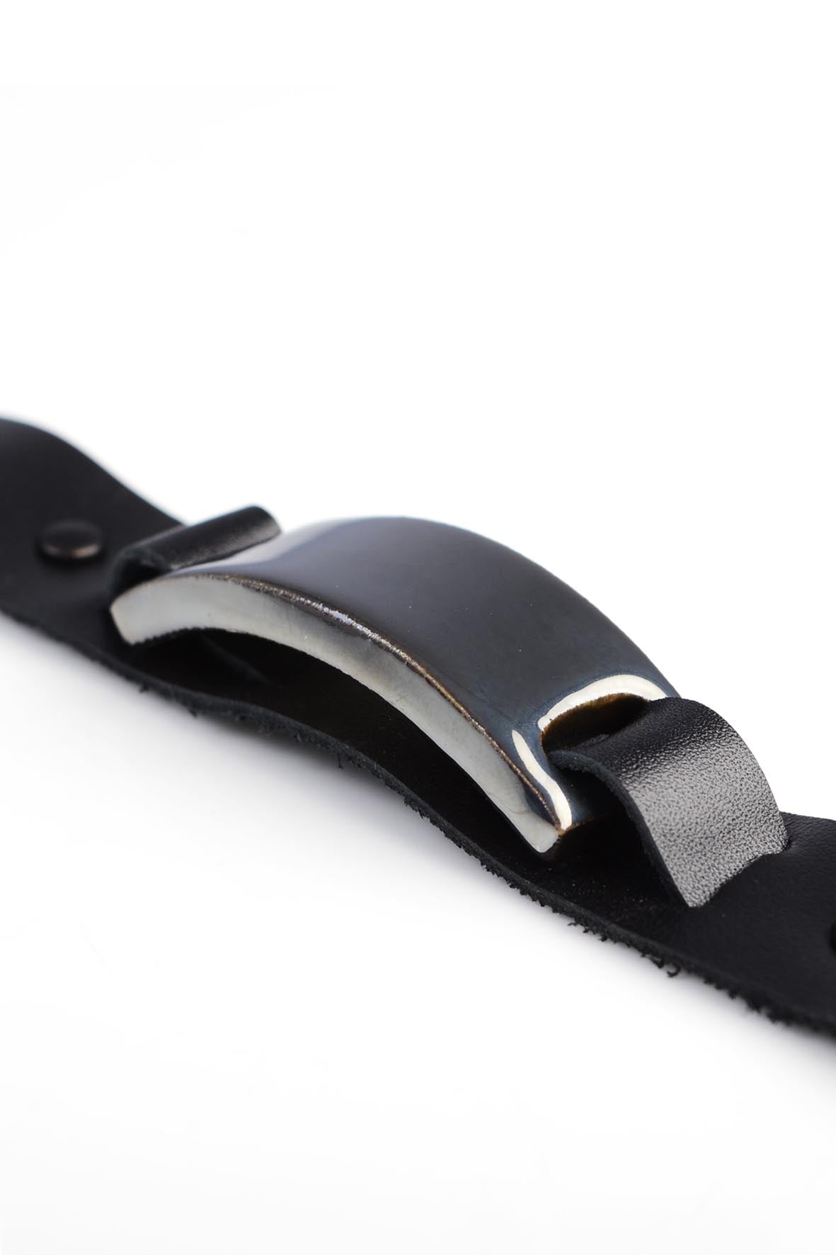 Black Thin Genuine Leather Bracelet