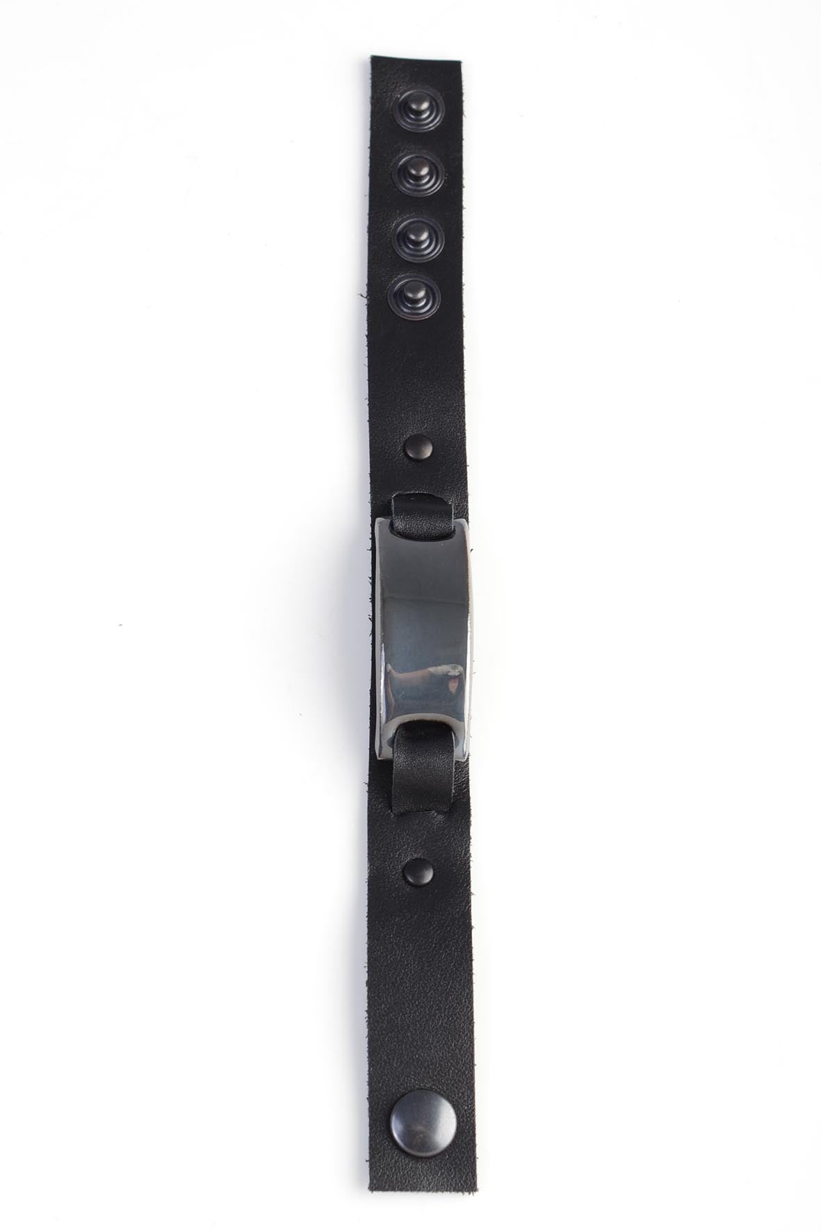 Black Thin Genuine Leather Bracelet