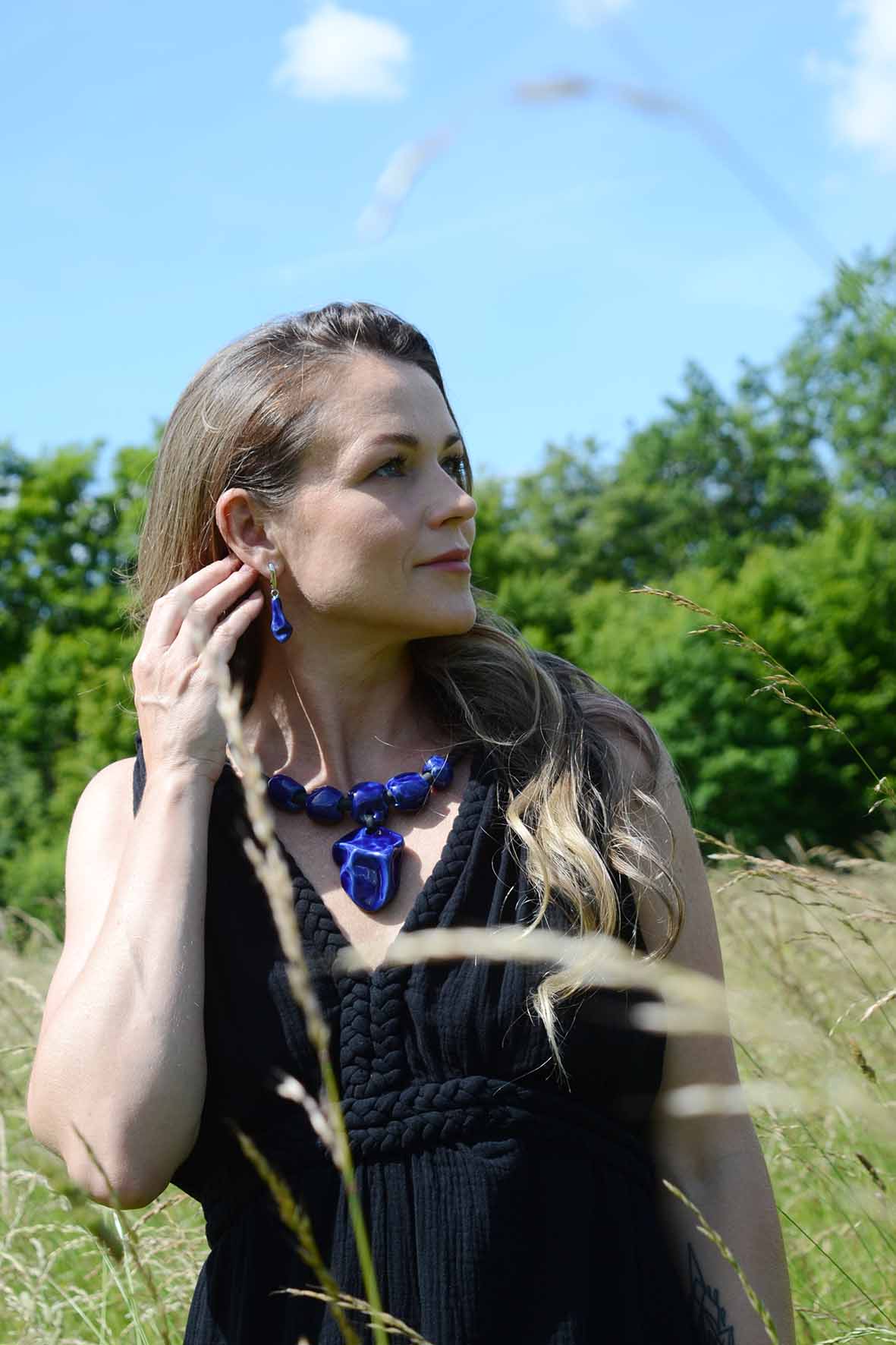 Blue Gemstone Inspired Dangling Earrings