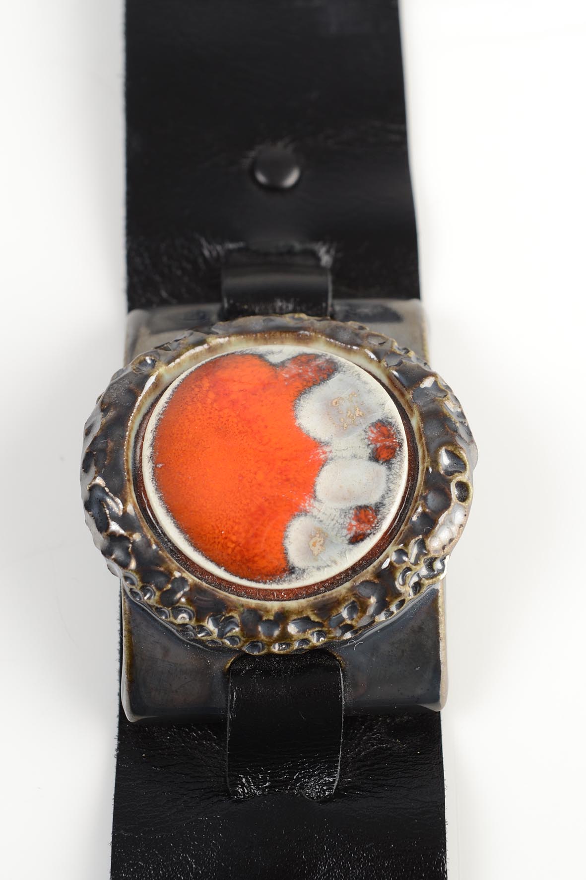 Bohemian Bracelet with Orange & Grey Ceramic Decor