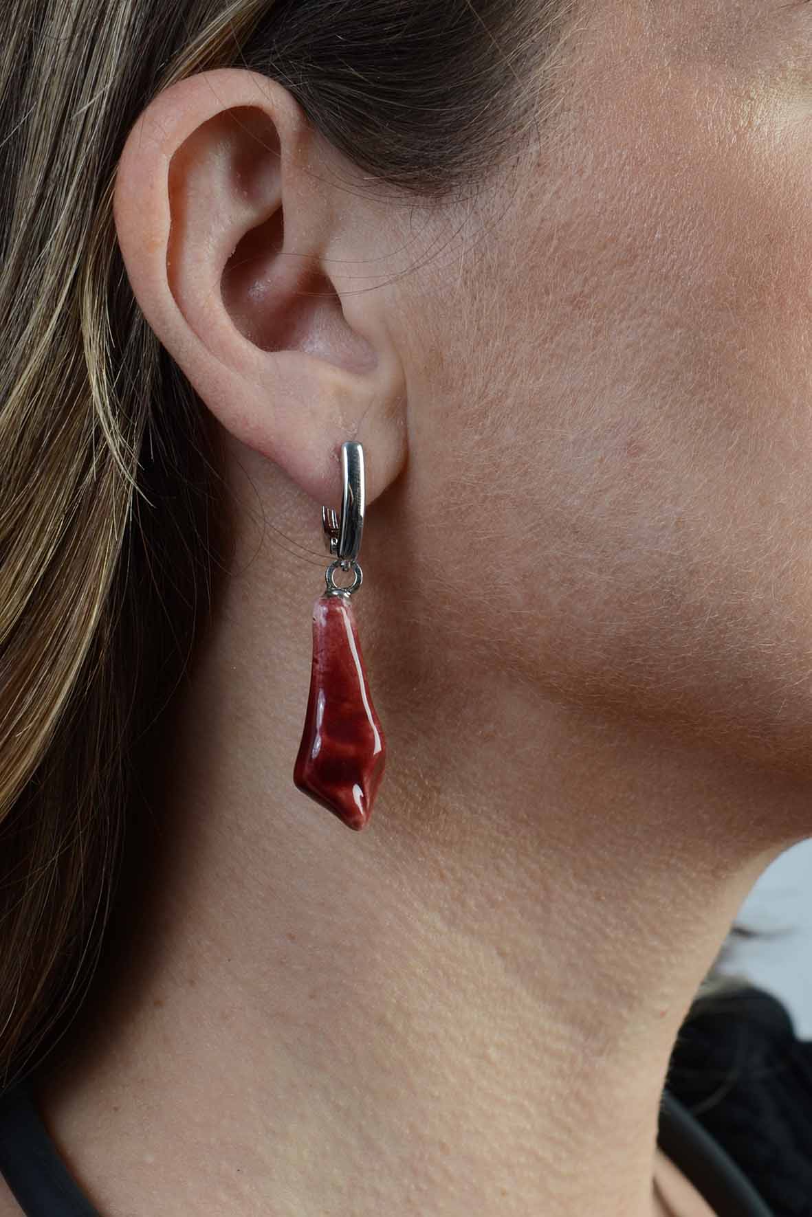 Burgundy Irregular Drop Earrings