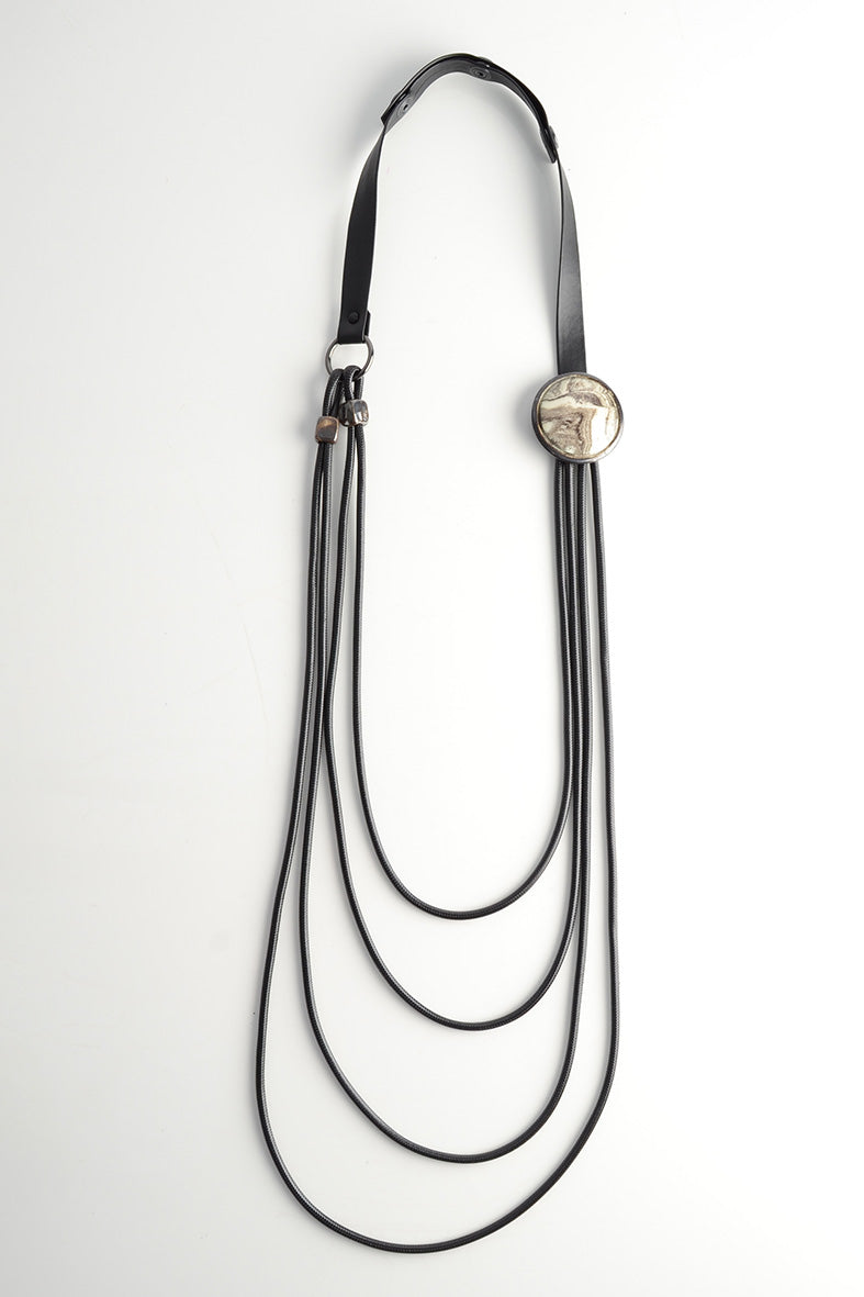 Bold Black & White Cross Body Necklace