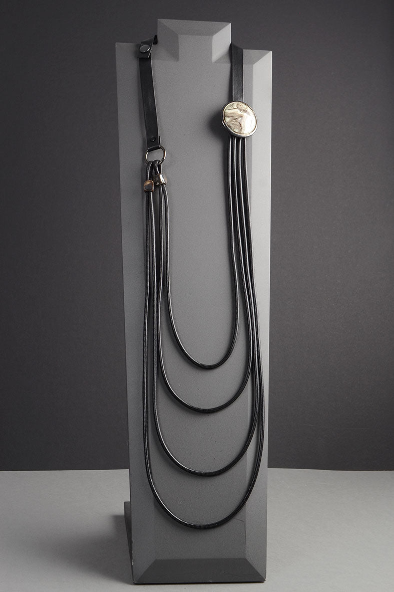Bold Black & White Cross Body Necklace