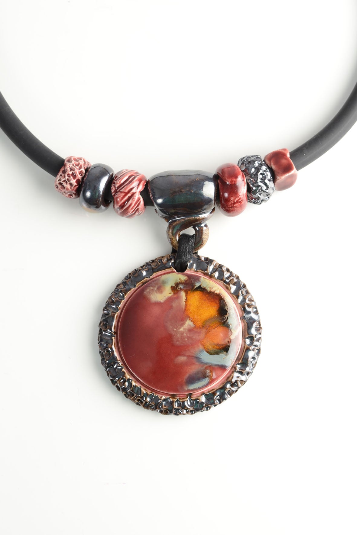 Bold Burgundy Ceramic Necklace for Women
