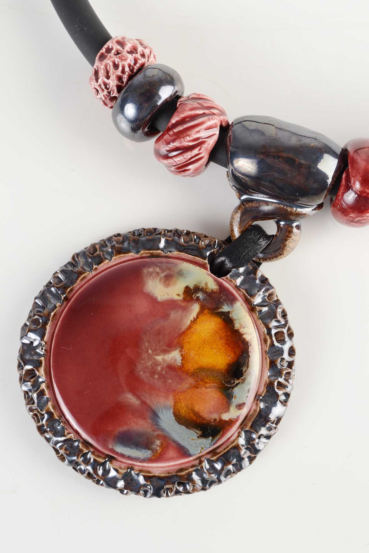 Bold Burgundy Ceramic Necklace for Women