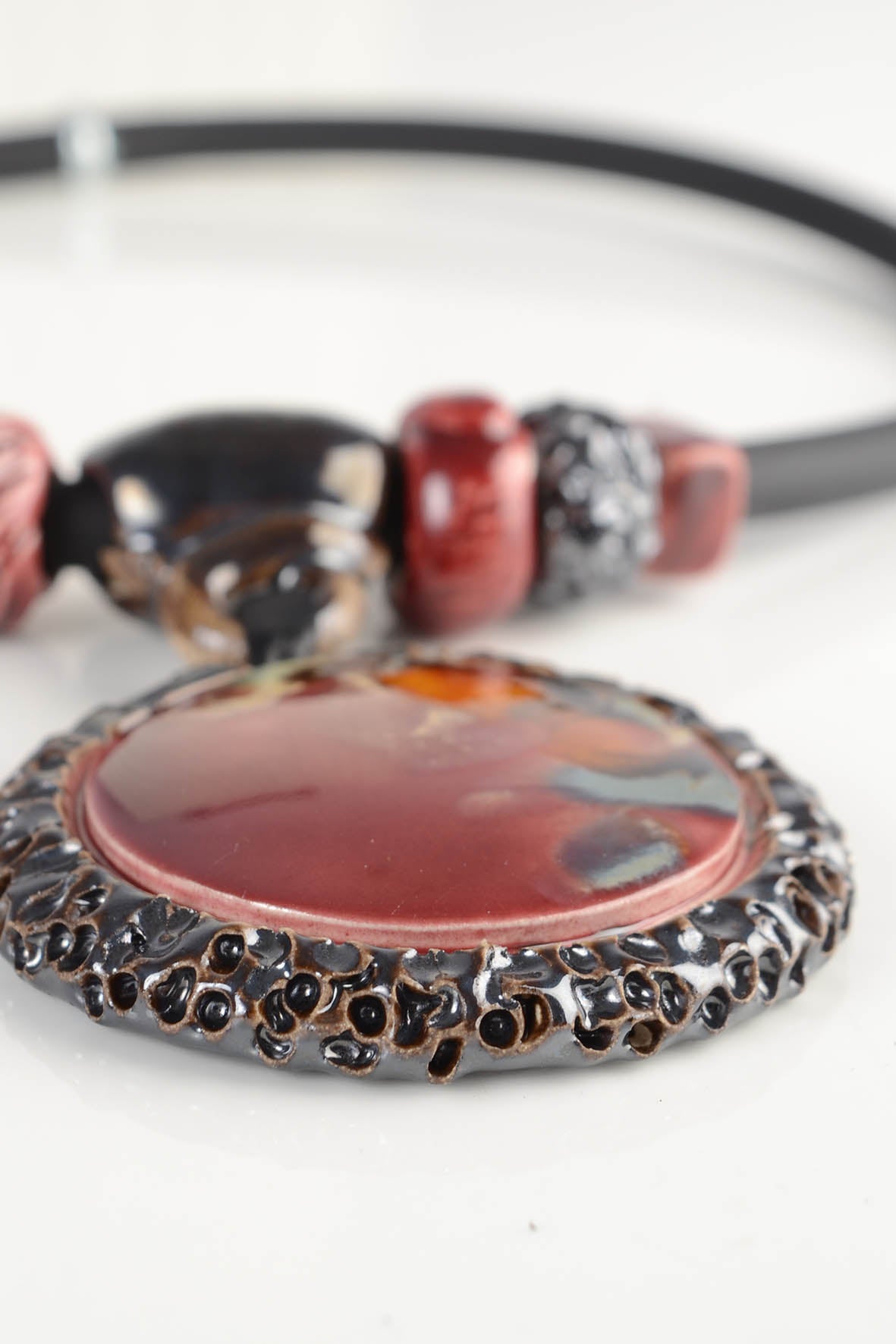 Bold Burgundy Ceramic Necklace for Women