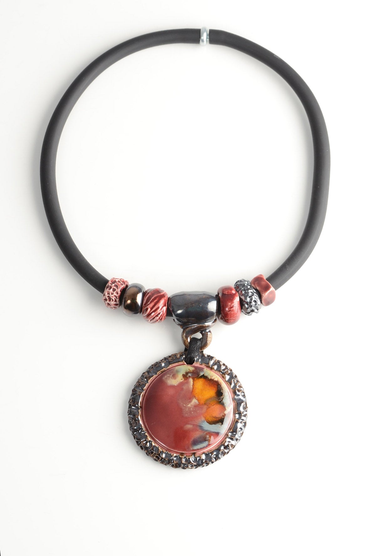 Bold Burgundy Ceramic Necklace for Women
