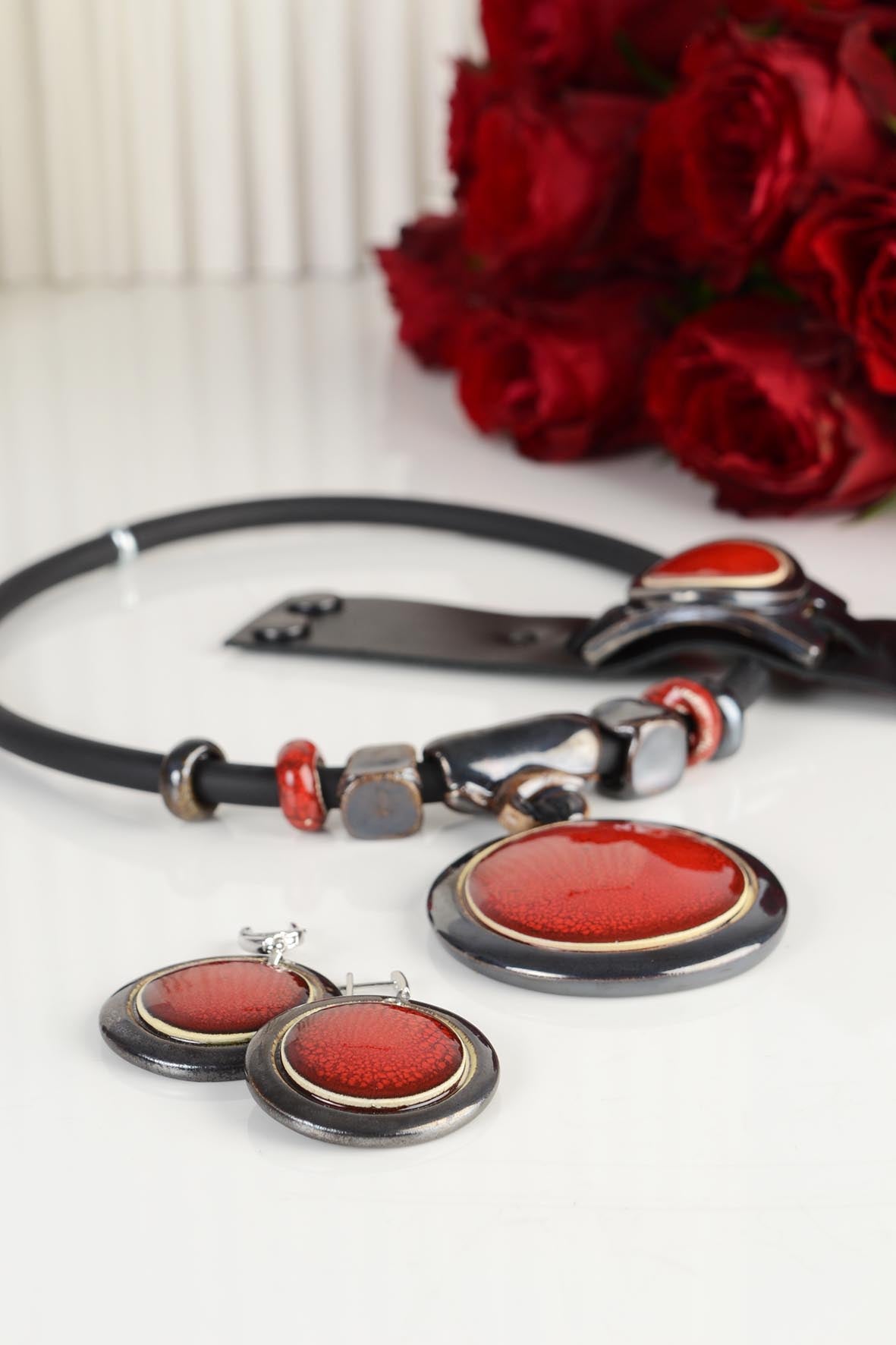 Bold Red Circle Earrings