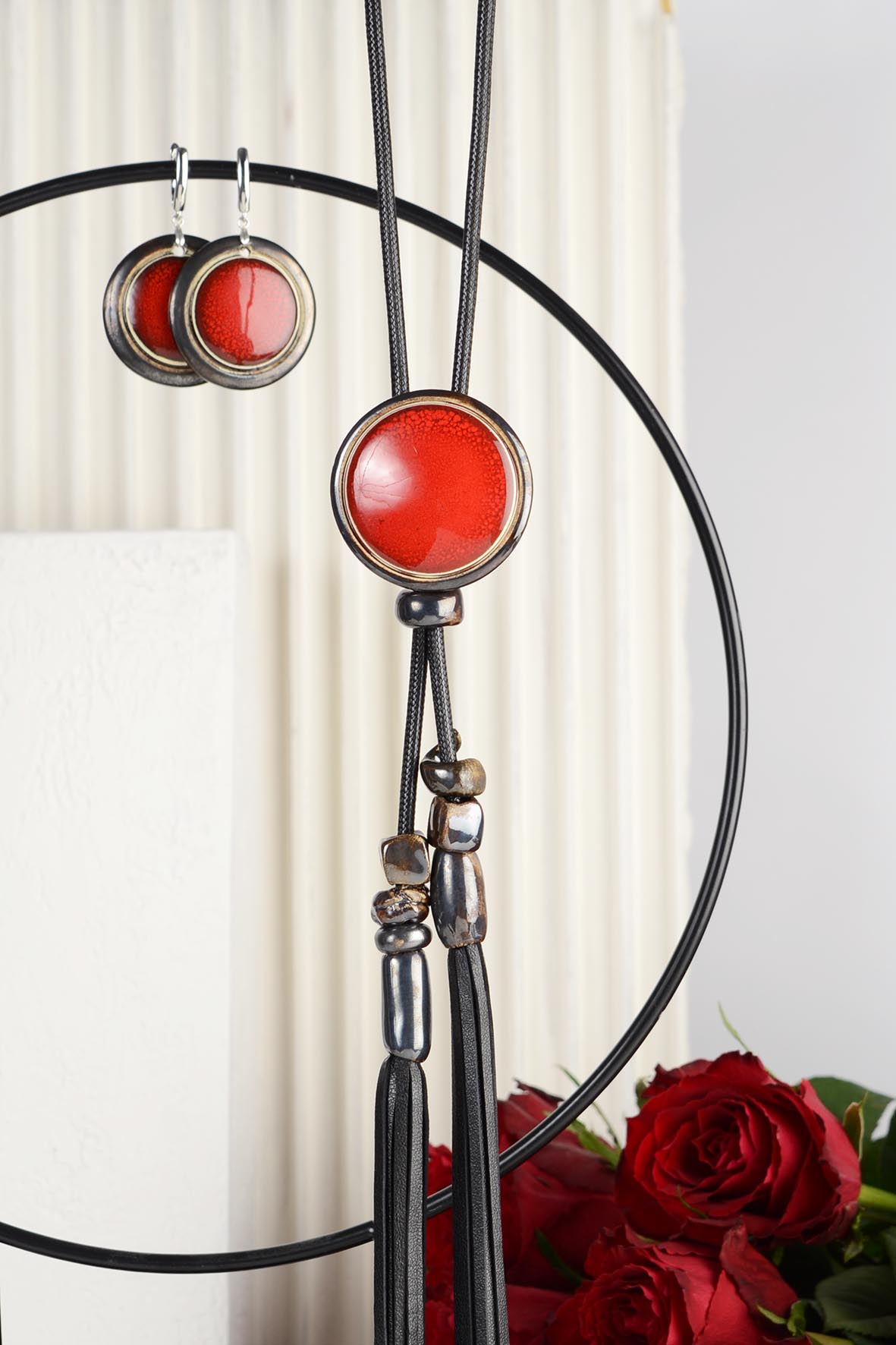 Bold Red Circle Earrings