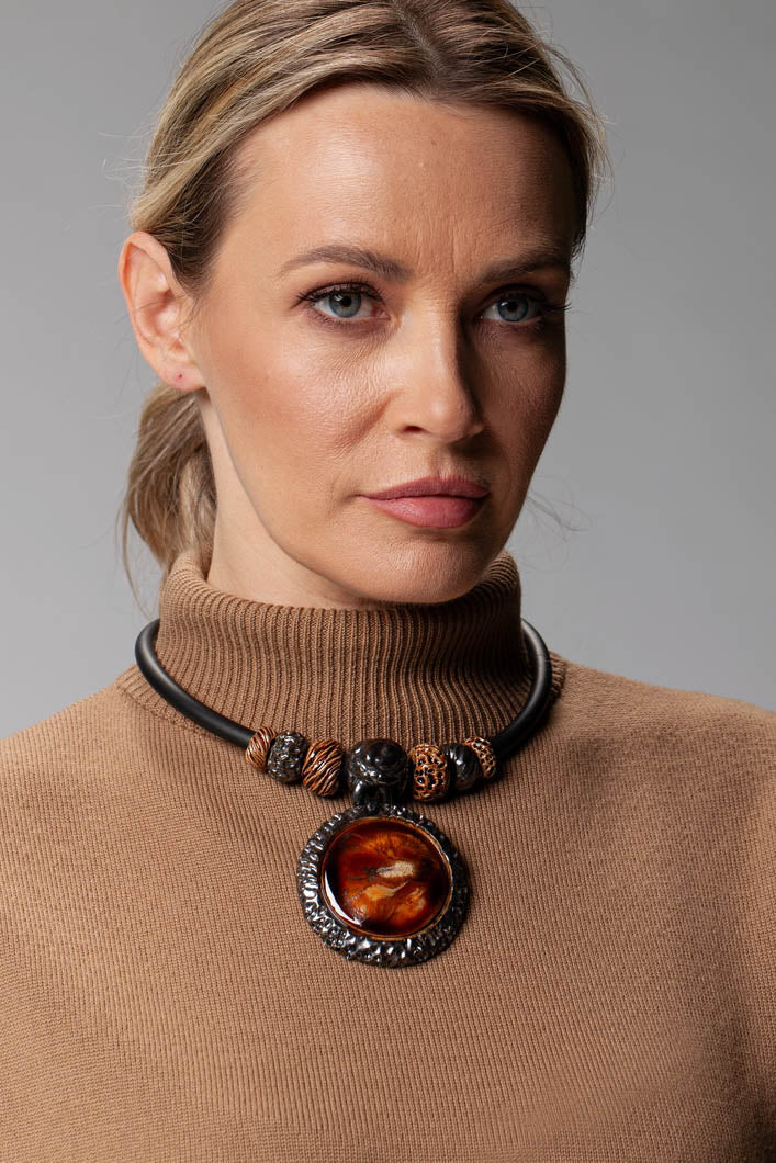 Bold Statement Brown Pendant Necklace for Women