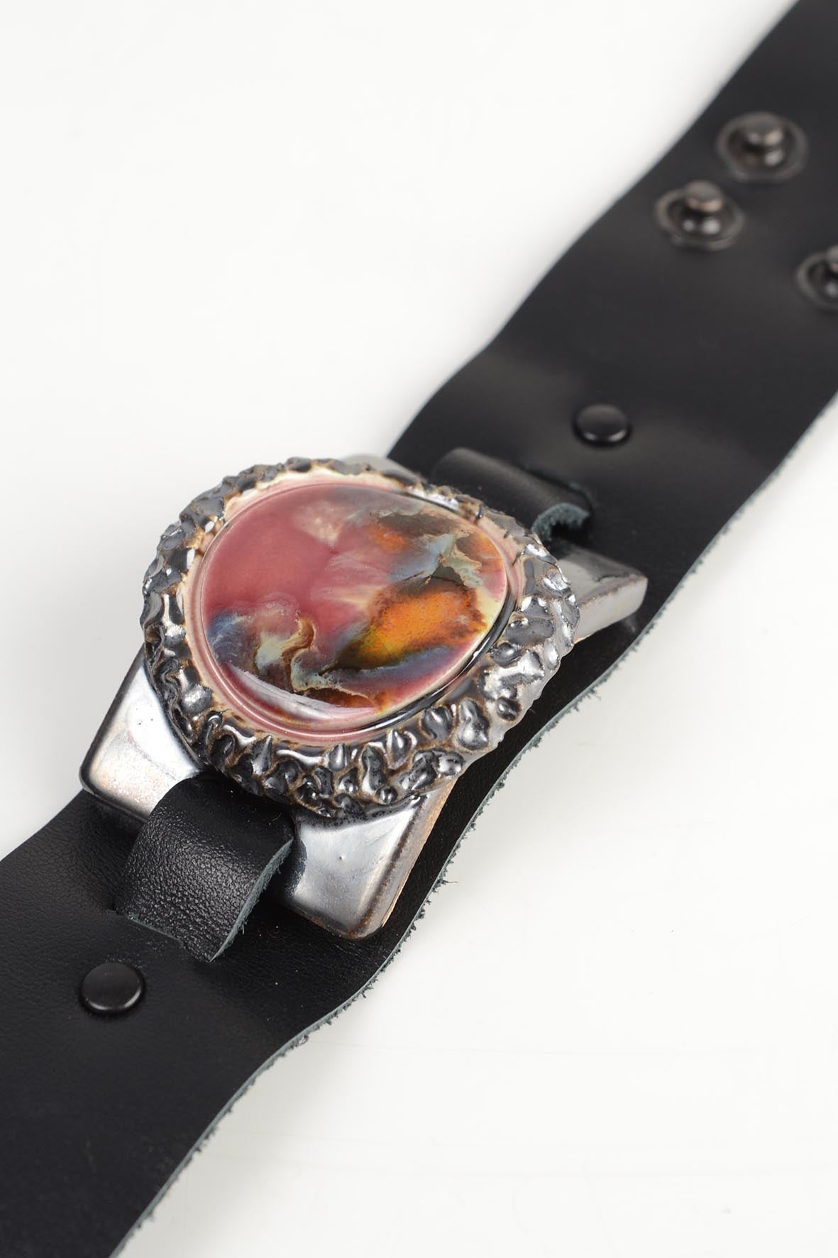 Burgundy Leather Bracelet Women's