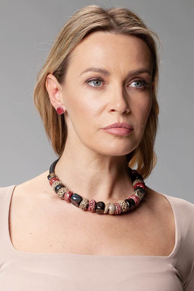 Vintage Burgundy Beads Necklace