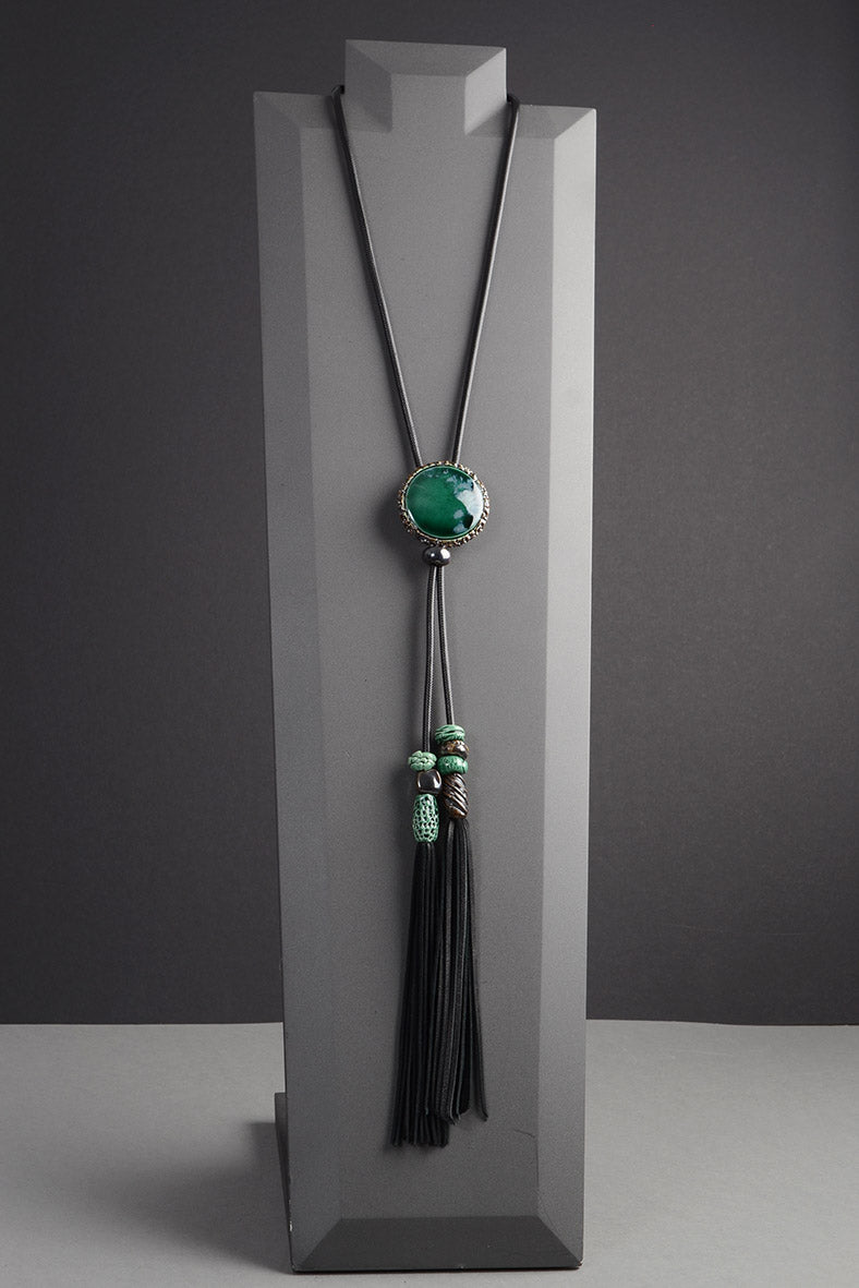 Bright Green Long Necklace for Women