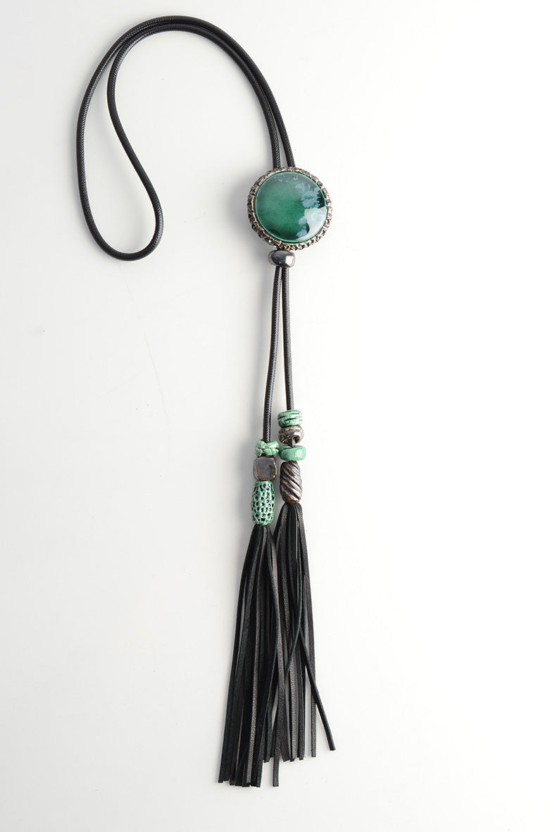 Bright Green Long Necklace for Women