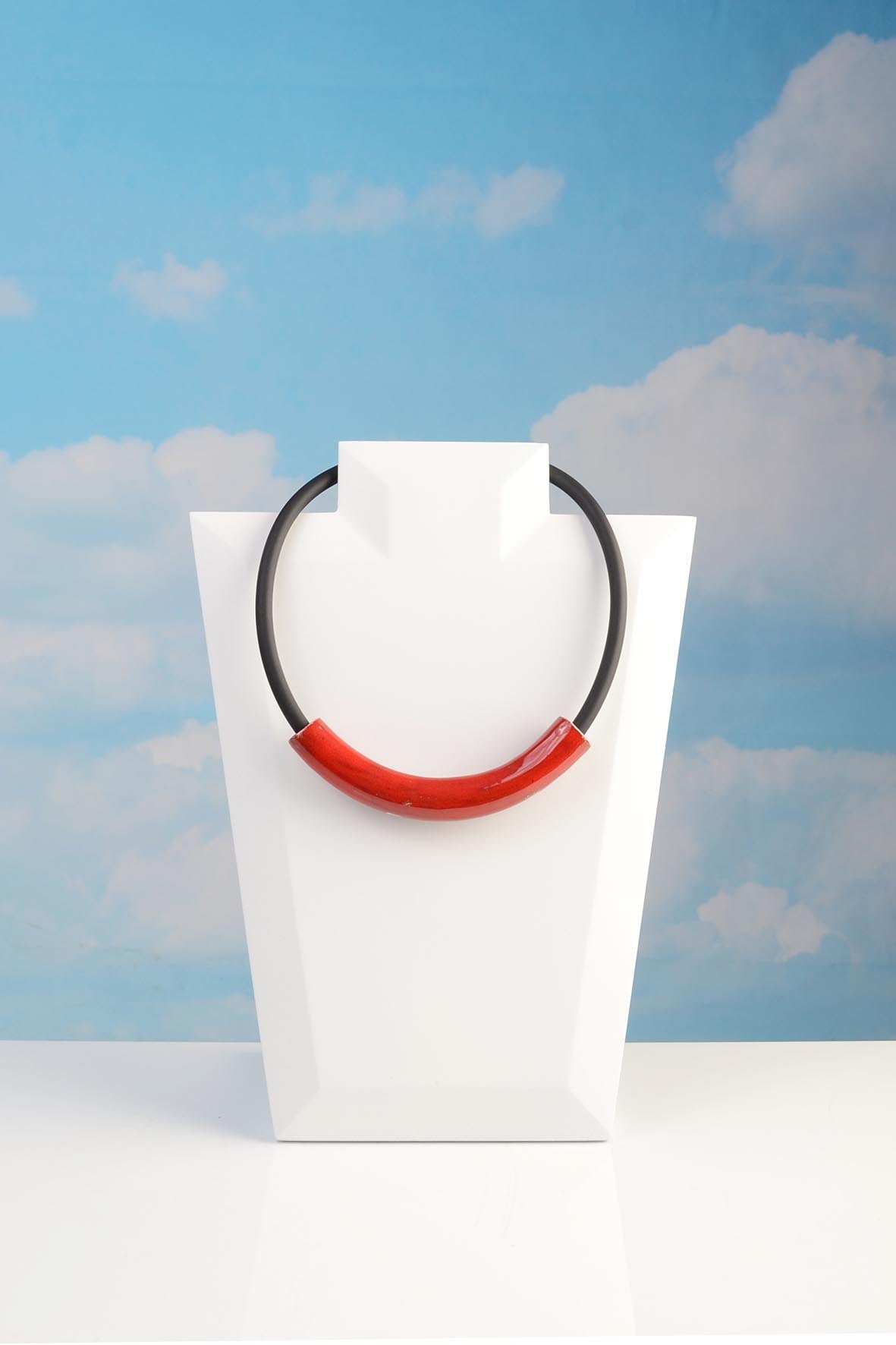 Bright Red Designer Ceramic Necklace