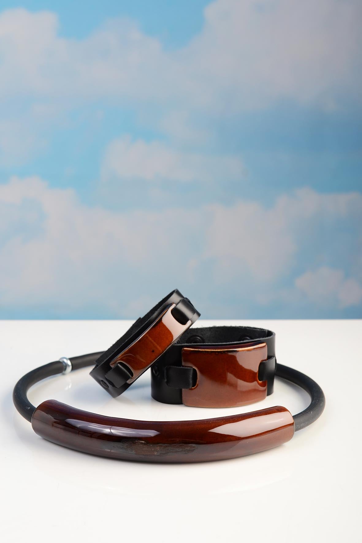 Brown Geometric Ceramic Necklace for Women