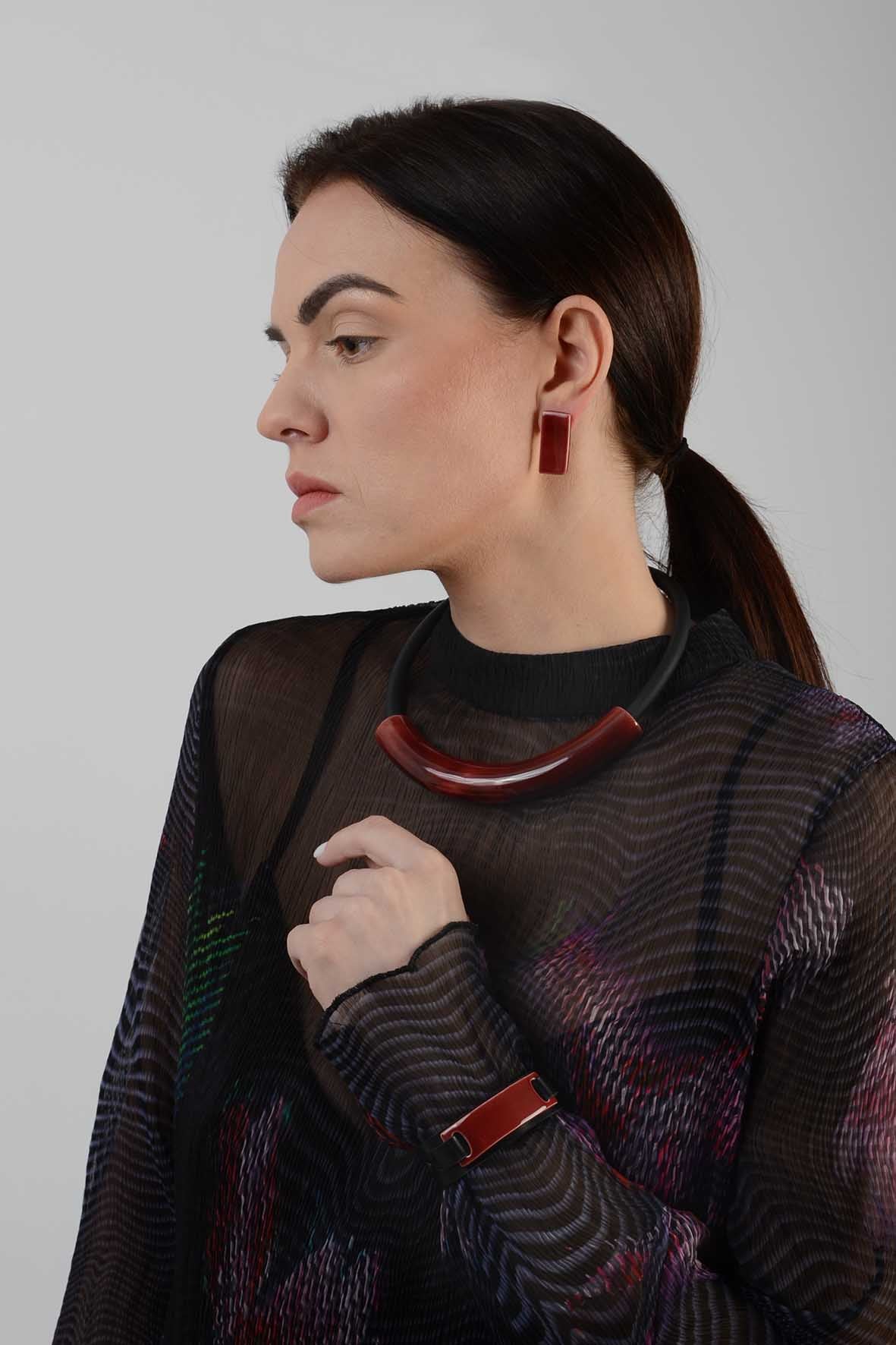 Burgundy Collar Necklace - Handmade Designer