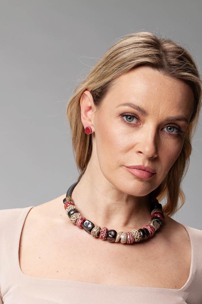 Burgundy Earrings Studs