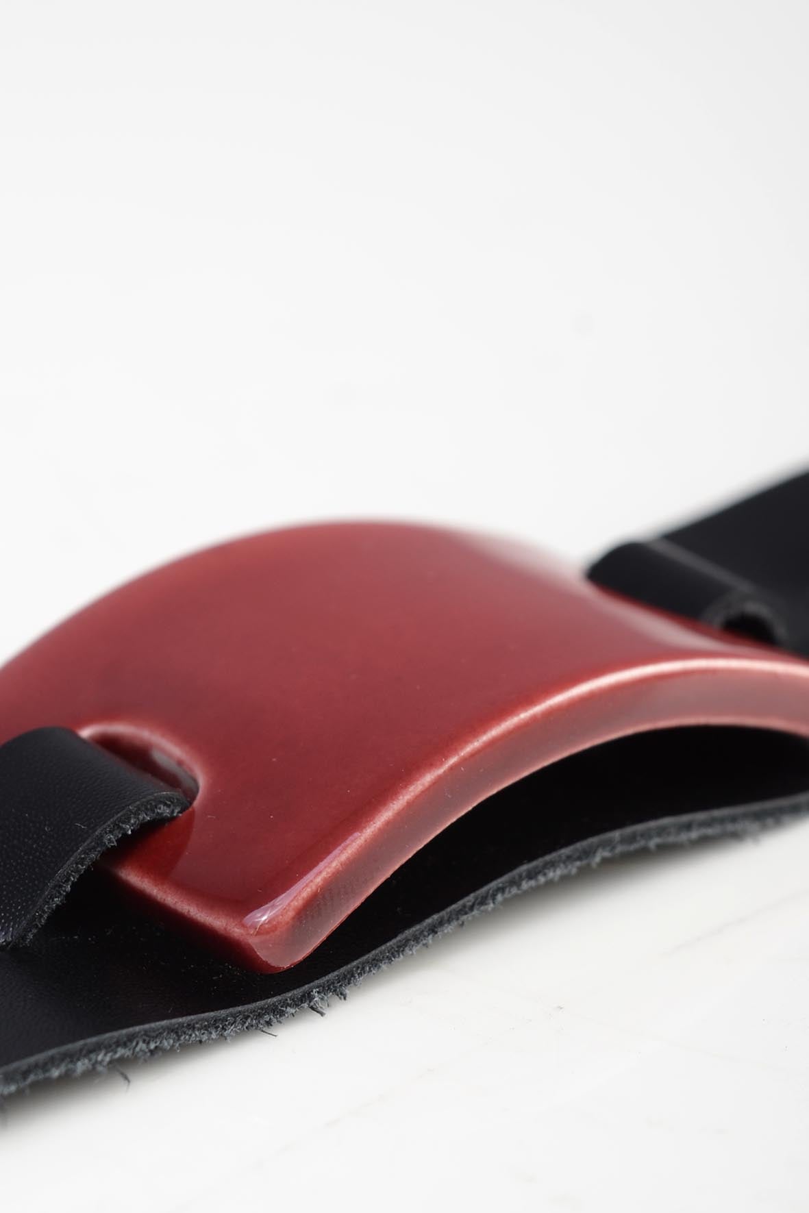 Burgundy Handmade Ceramic Leather Bracelet