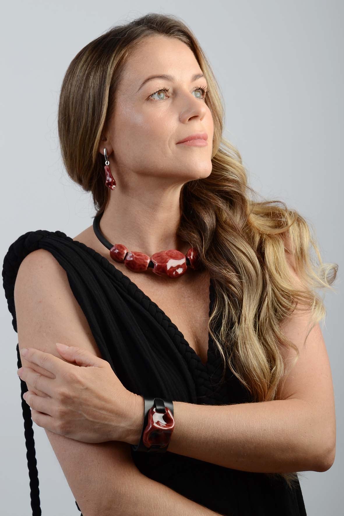 Burgundy Irregular Drop Earrings