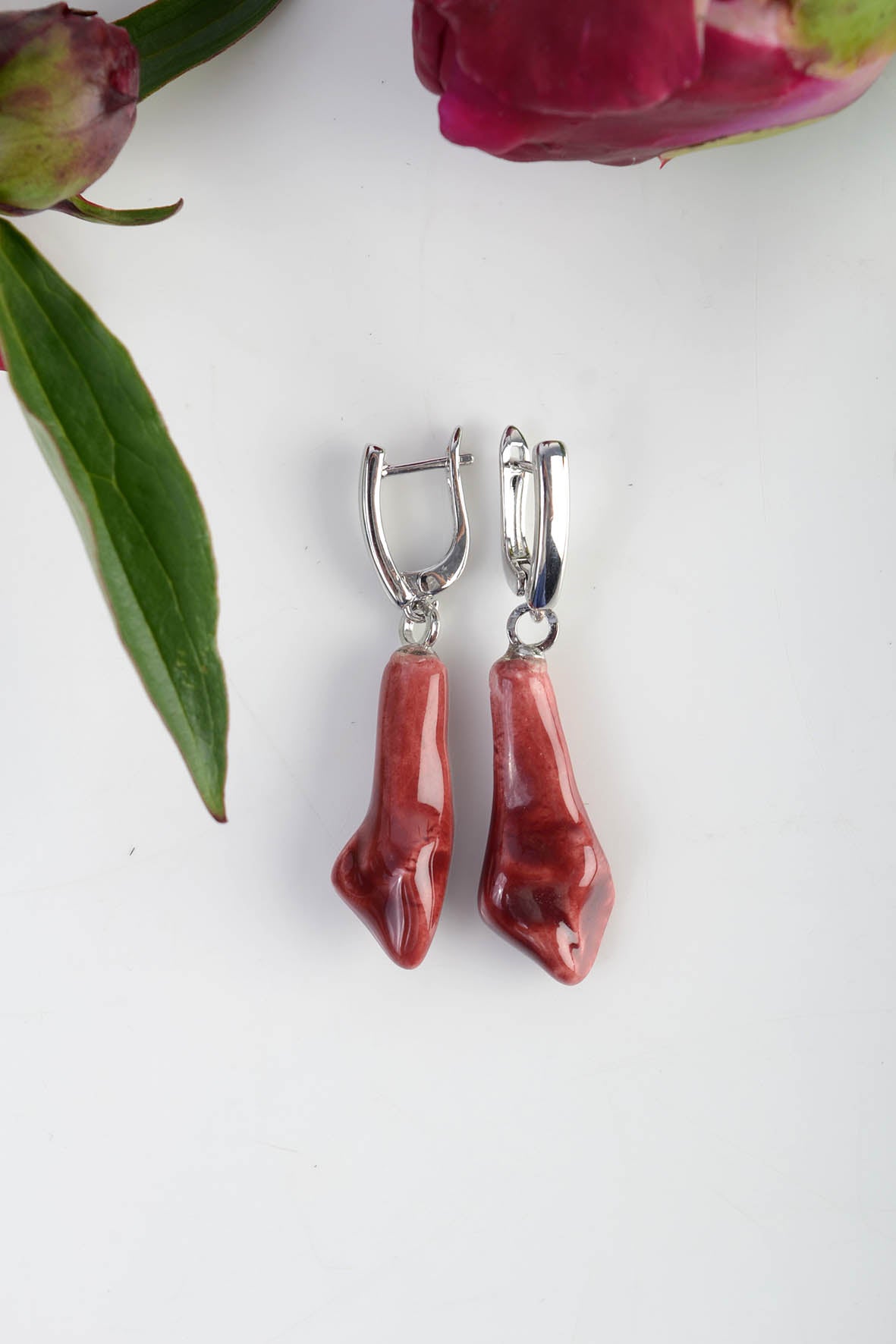 Burgundy Irregular Drop Earrings