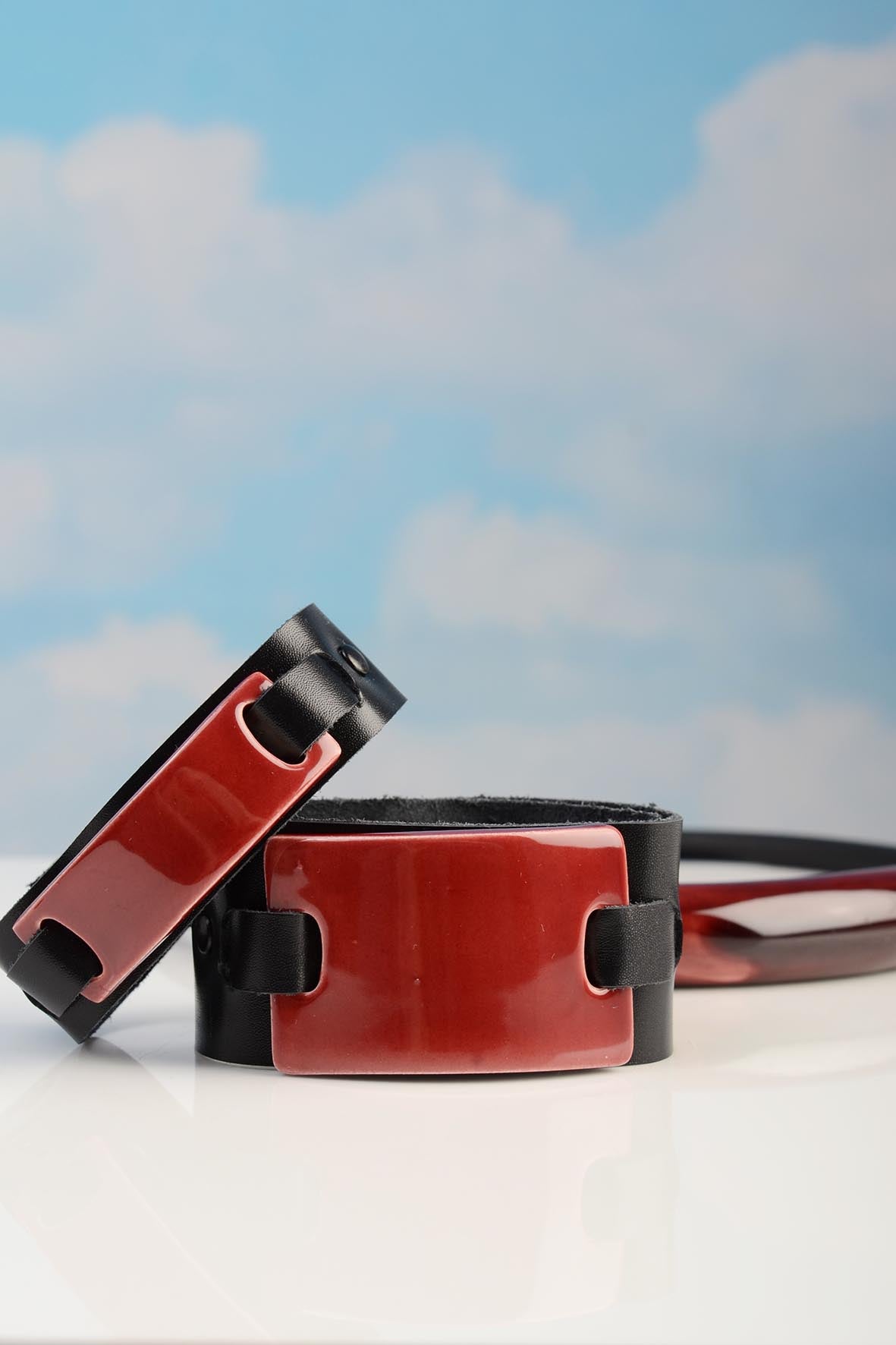 Burgundy Modern Bracelet Ceramic