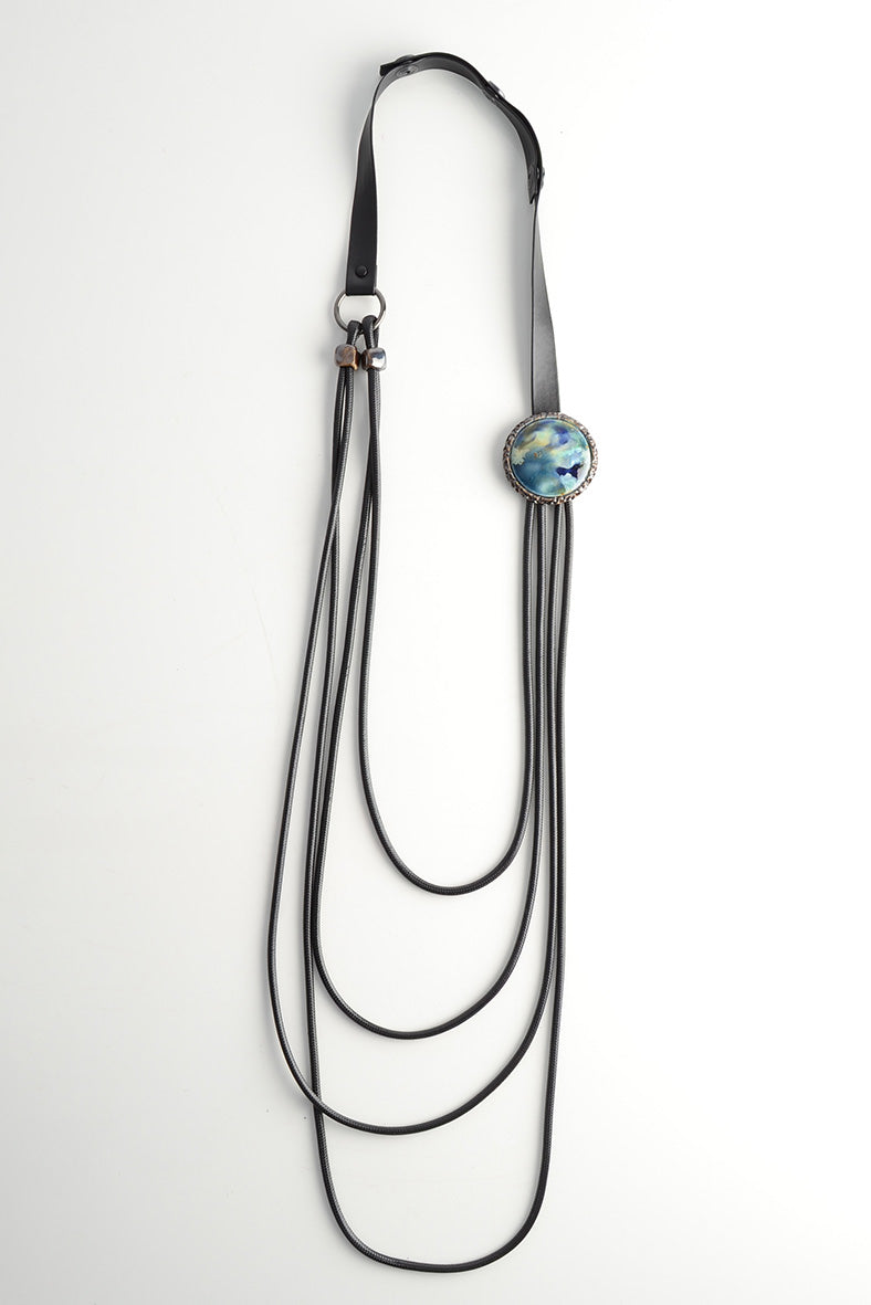 Chunky Blue Choker and Long Necklace 3-in-1