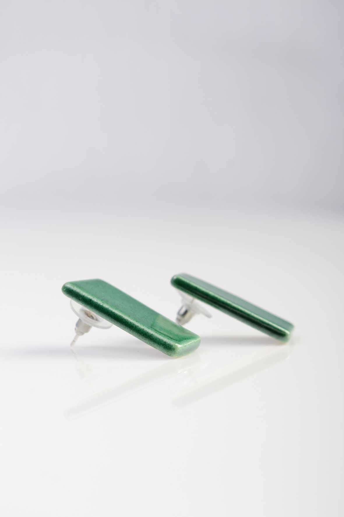 Contemporary Green Women Stud Earrings
