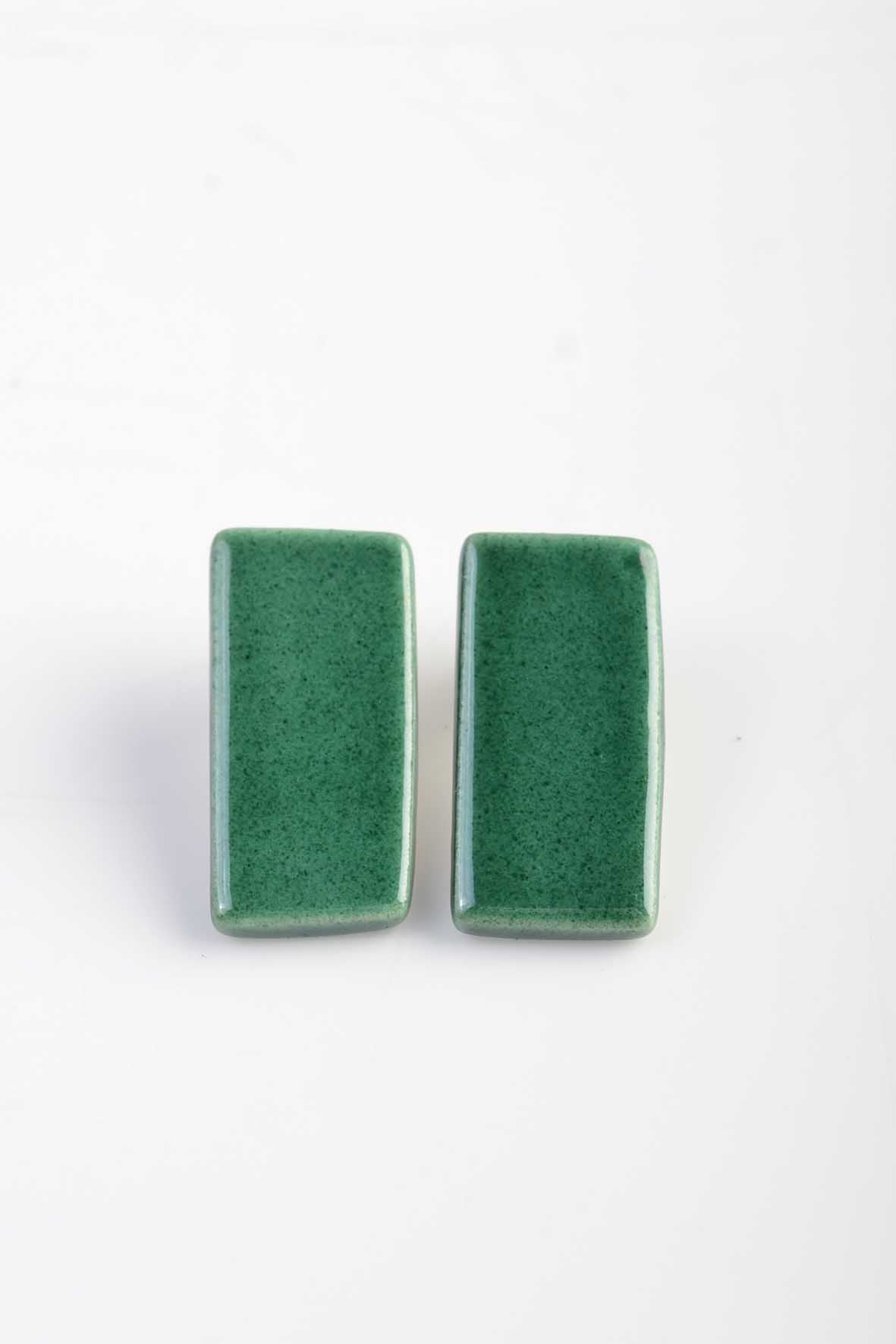 Contemporary Green Women Stud Earrings