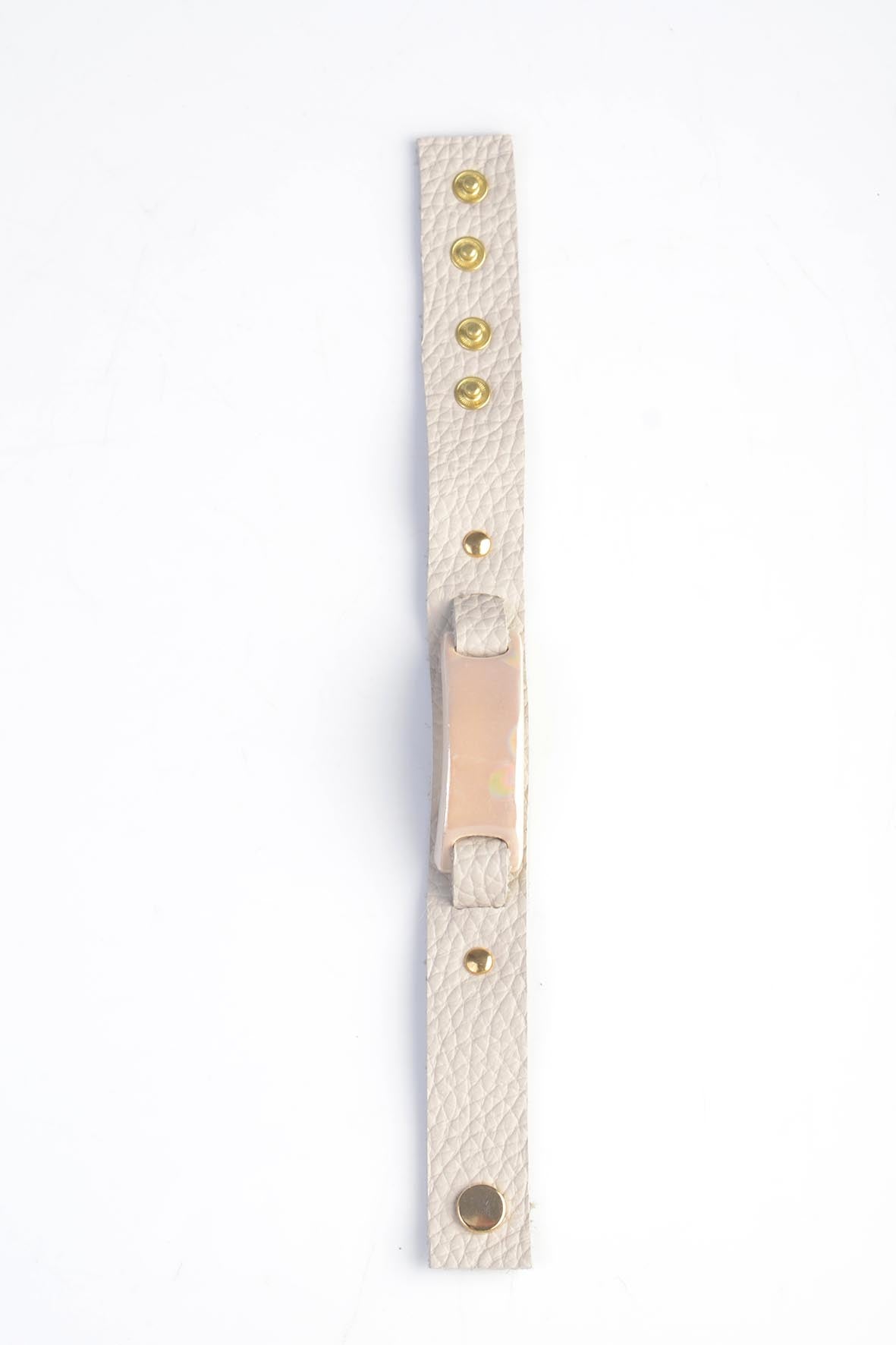 Cream Ceramic & Leather Bracelet for Women