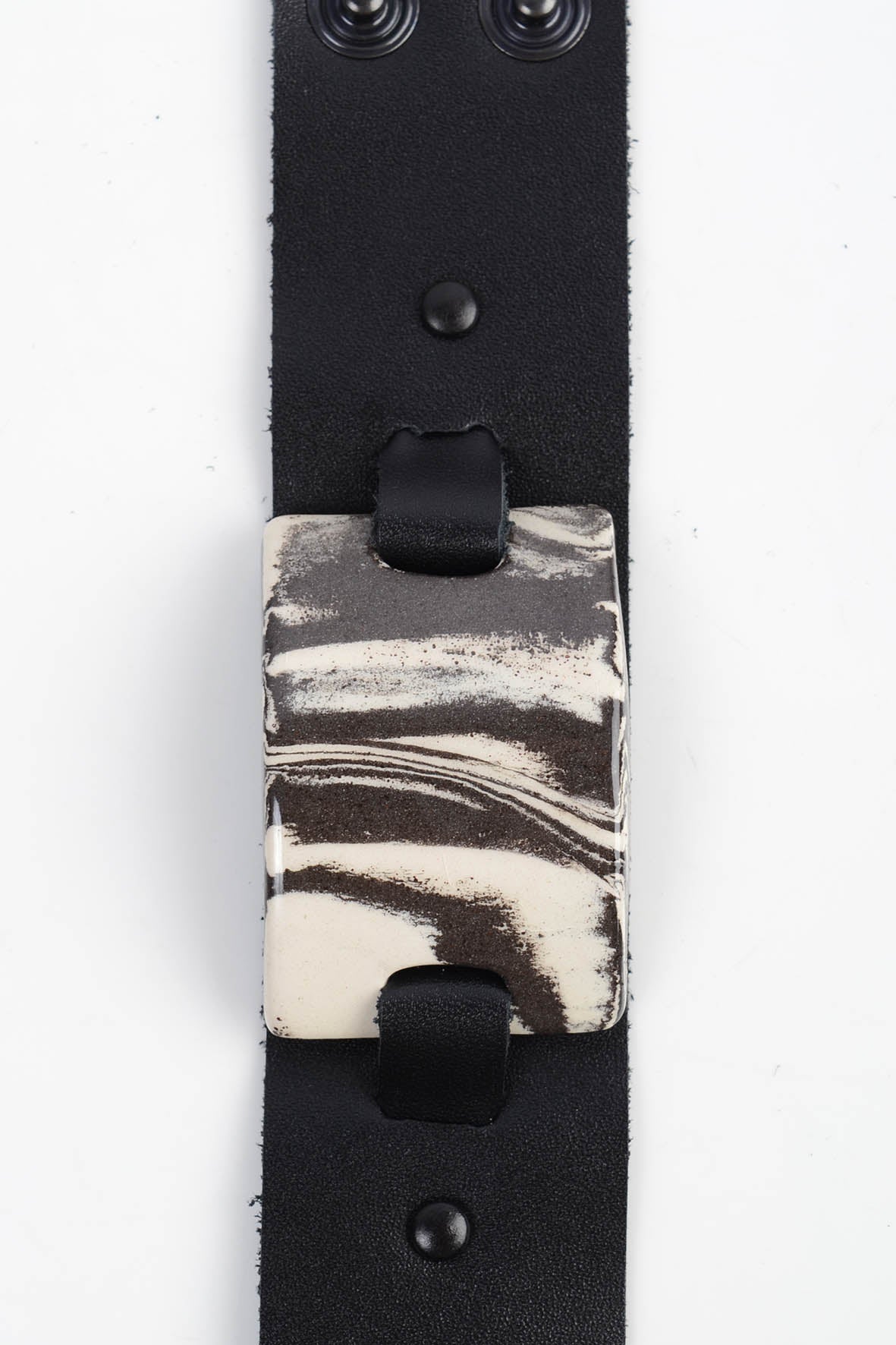 White & Black Bracelet, Genuine Leather & Ceramic Bracelet