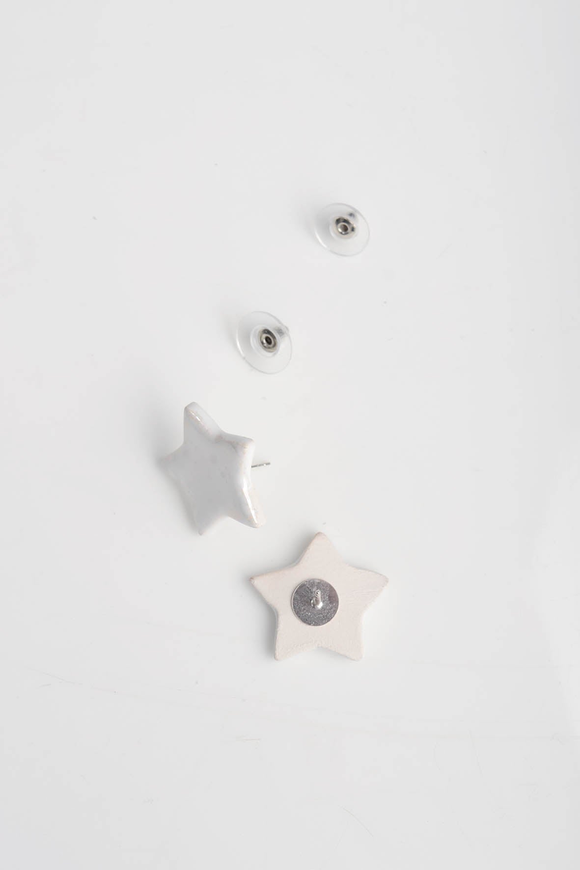 White Stud Earrings - Stars